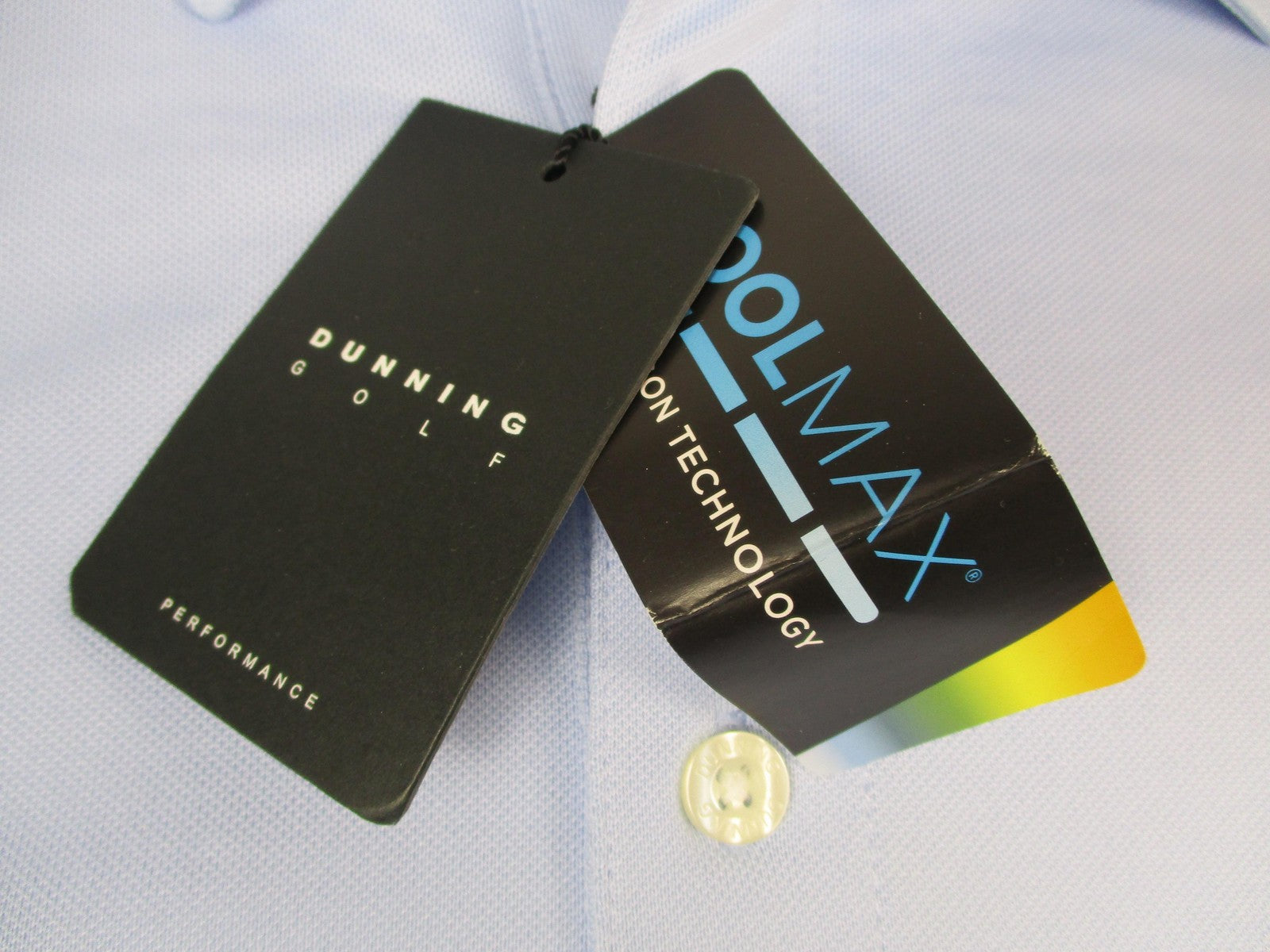 Dunning Golf Polo Shirt Mens XL Blue Coolmax Performance Sugar Foods New 13303