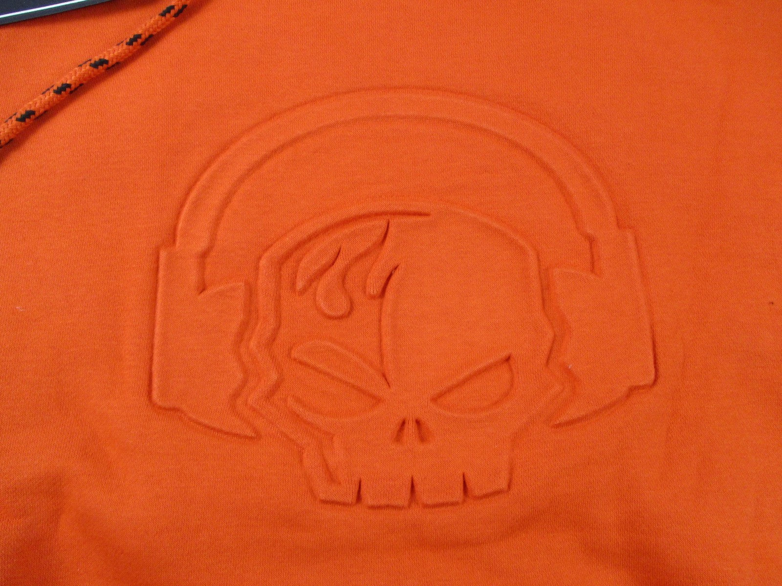 D73 USA Hoodie Mens 2XL Orange Skull Hot Wheels Pullover Fleece Sweatshirt 12903