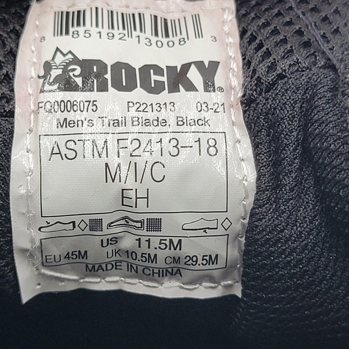 Rocky Trailblade Shoes Mens Size 11.5 Black Composite Toe Waterproof Work ASTM6