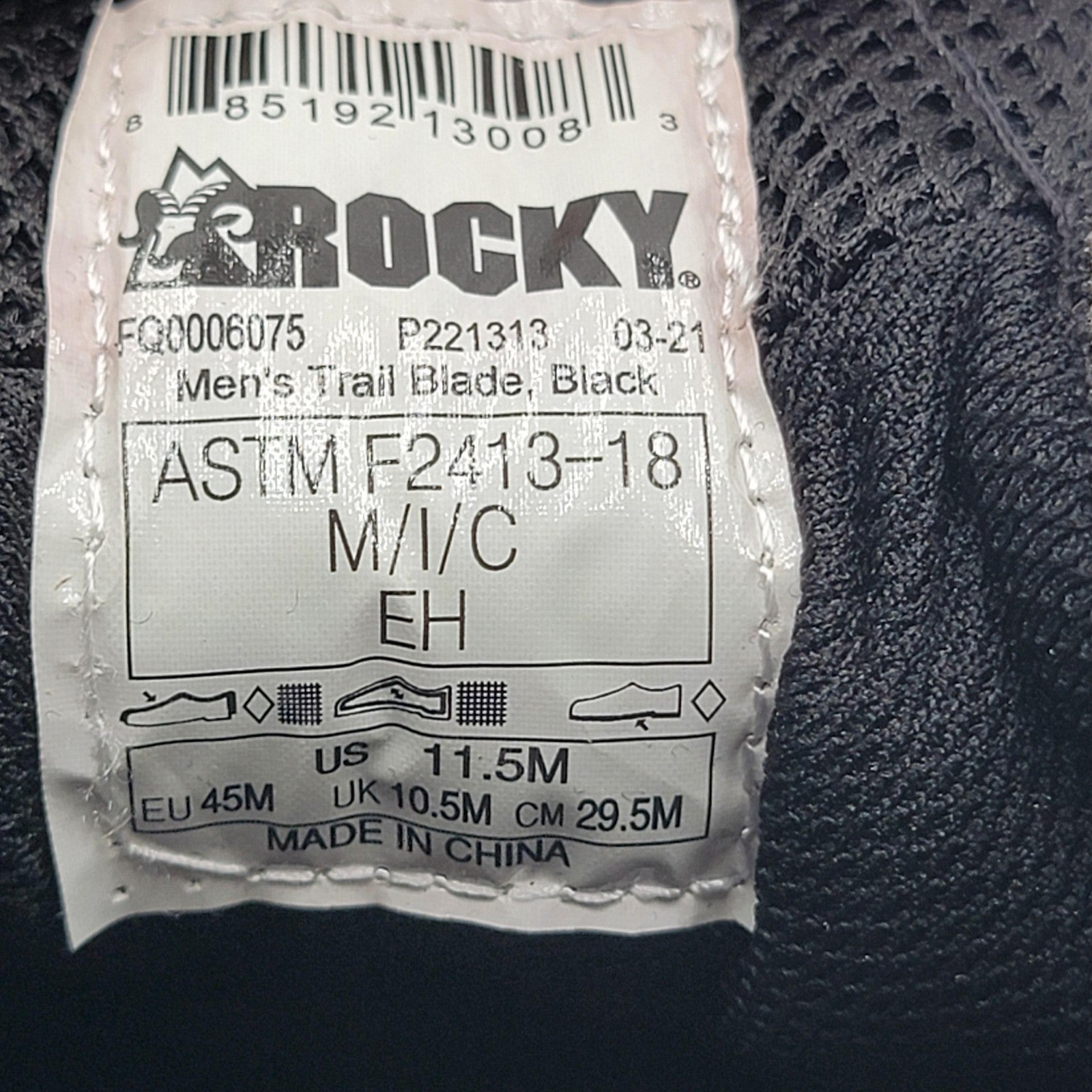 Rocky Trailblade Shoes Mens Size 11.5 Black Composite Toe Waterproof Work ASTM6