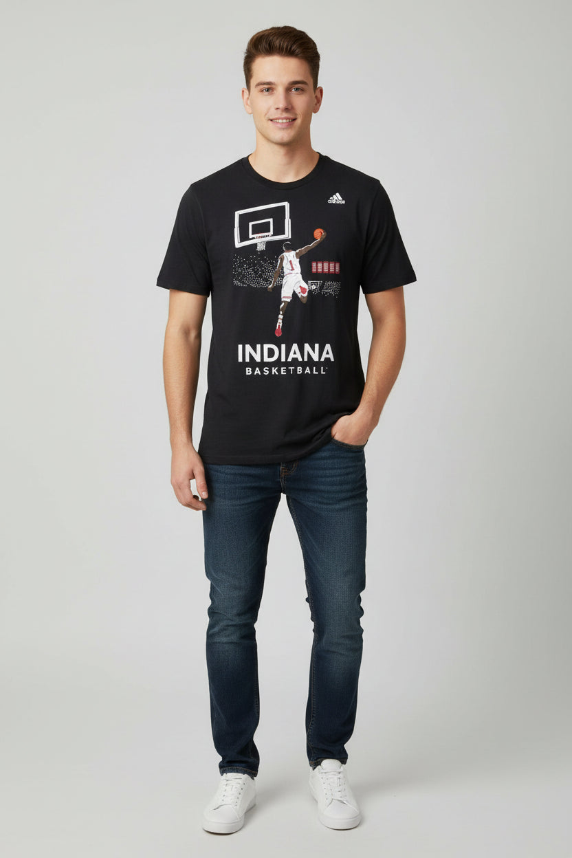 Indiana Hoosiers Shirt Mens Small Black NCAA Basketball Adidas Dunk Graphic Tee0