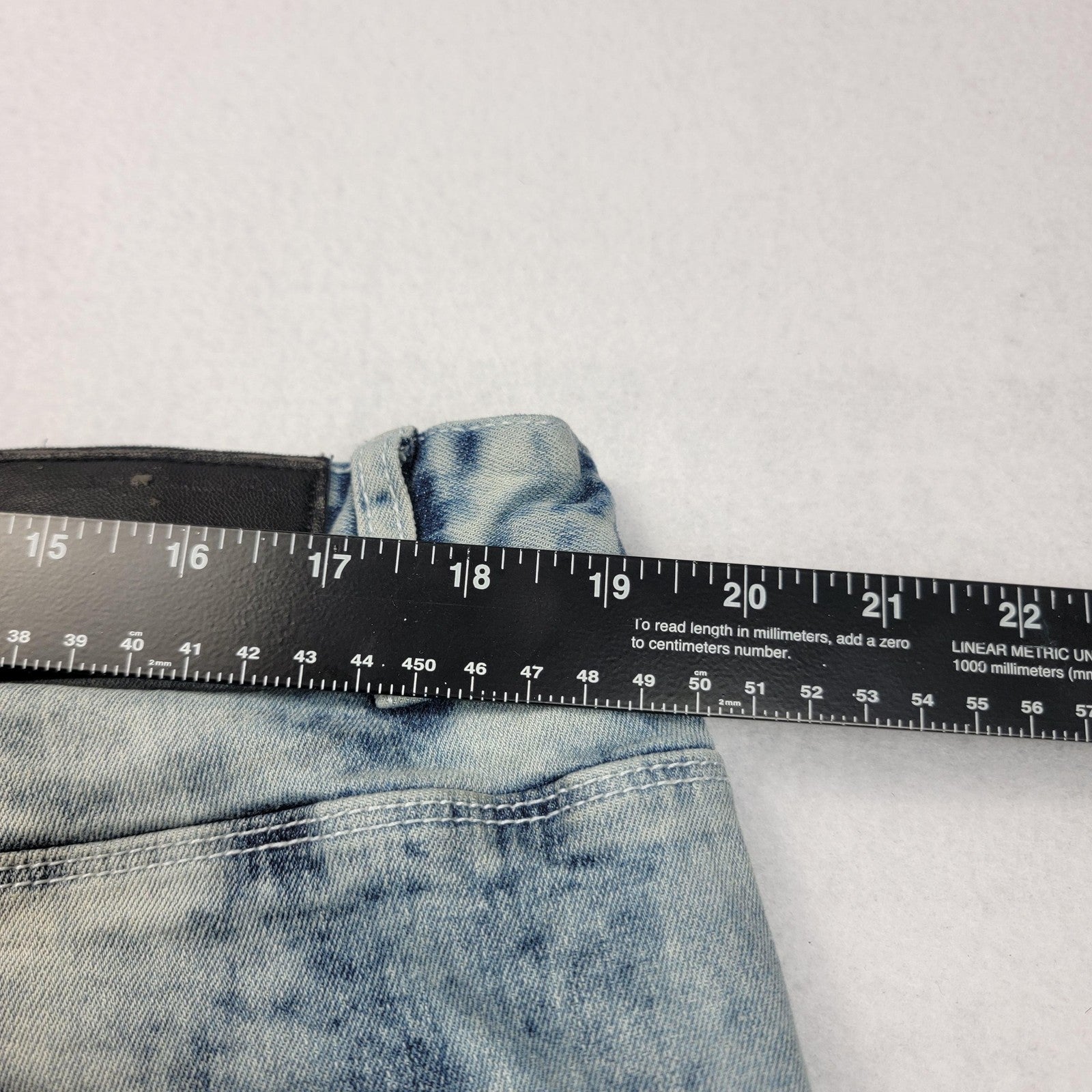 Decibel Jeans Mens 42x32 Blue Distressed Light Wash Splatter Zipper Slim