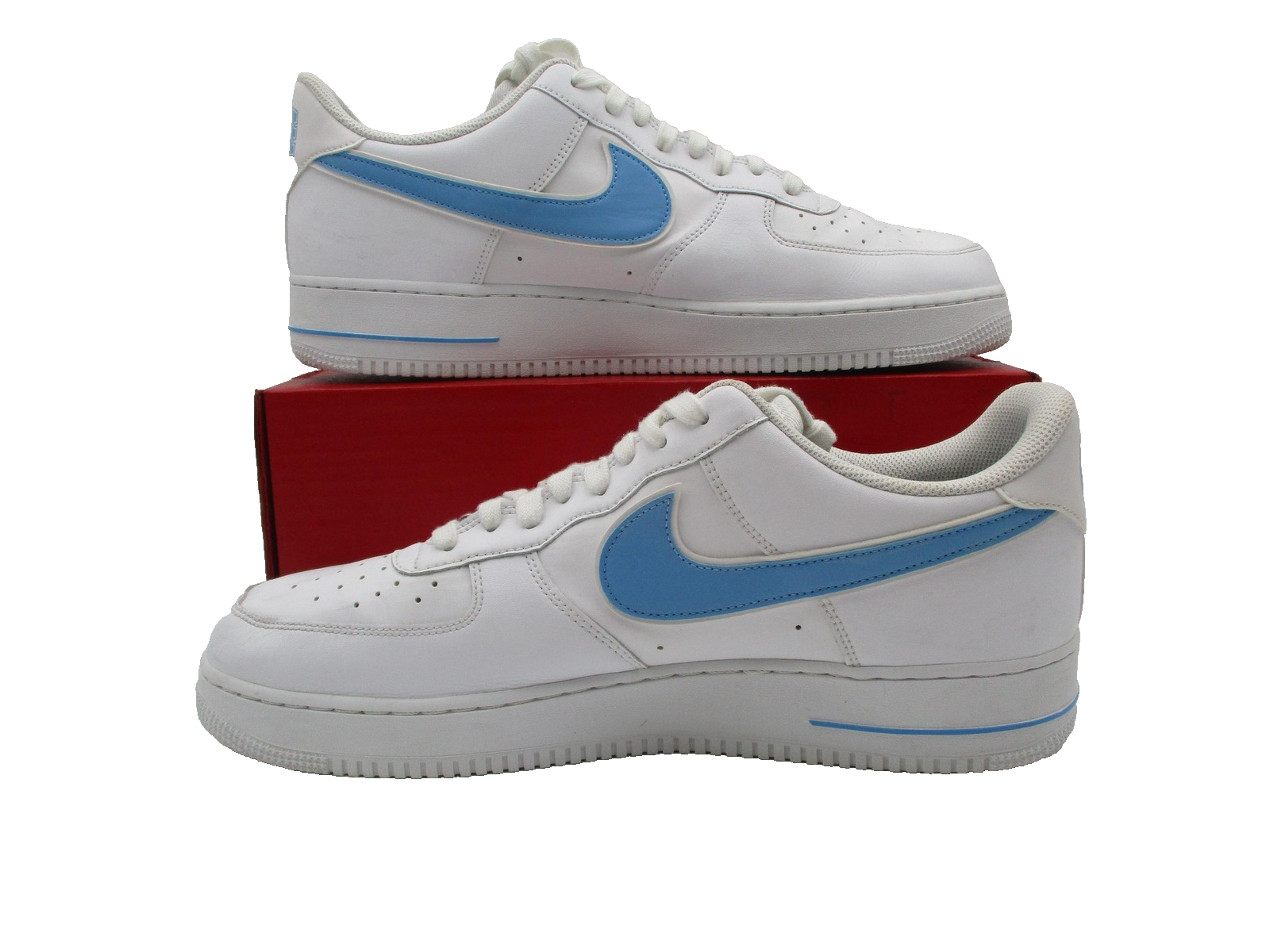 Nike Air Force 1 Low Shoes Men Sz 14 White Blue Leather Low Top AF1 Classic 1E72