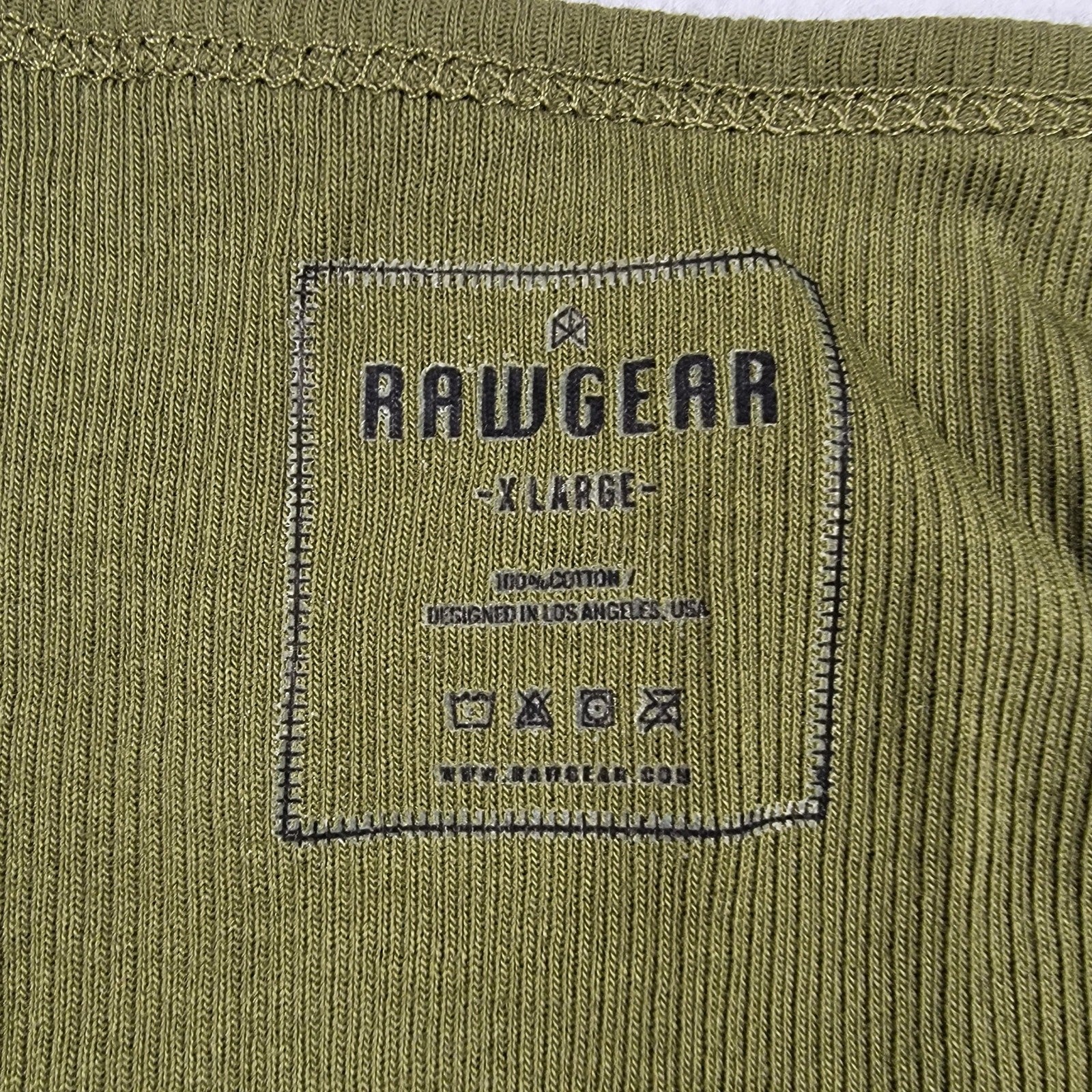 RawGear Ribbed Tank Top Olive Green Men’s XL New With Tags 100% Cotton