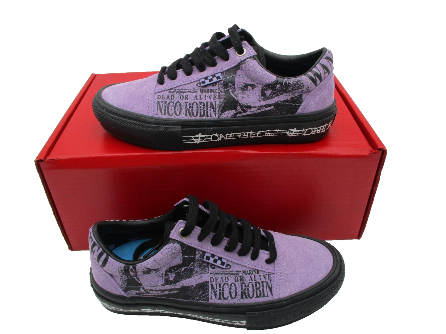 Vans One Piece Nico Robin Shoes Mens Sz 4.5 Purple Black Skateboarding Anime 1J12
