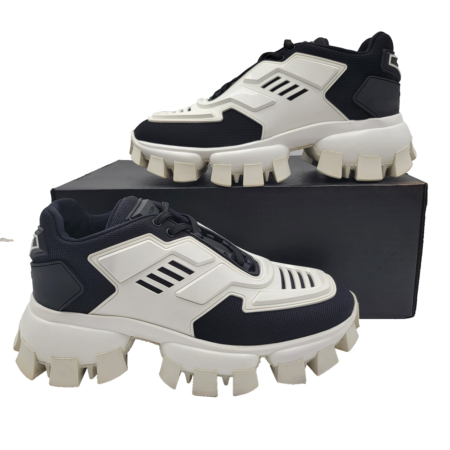 Prada Black White Cloudbust Thunder Logo Chunky Lugsole Sneaker IT 37