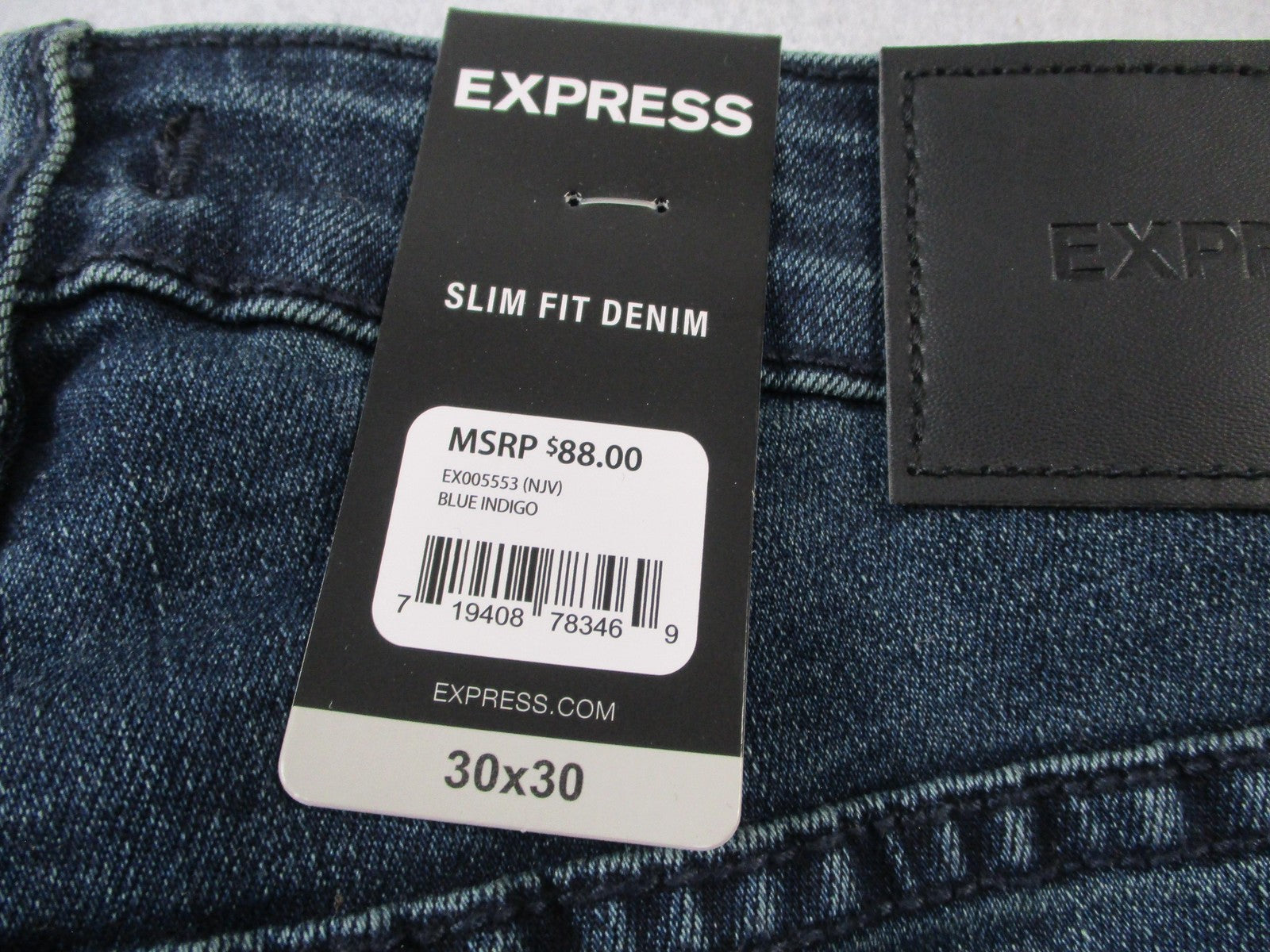 Express Jeans Mens 30x30 Blue Indigo Slim Fit Denim Stretch Pants 14566