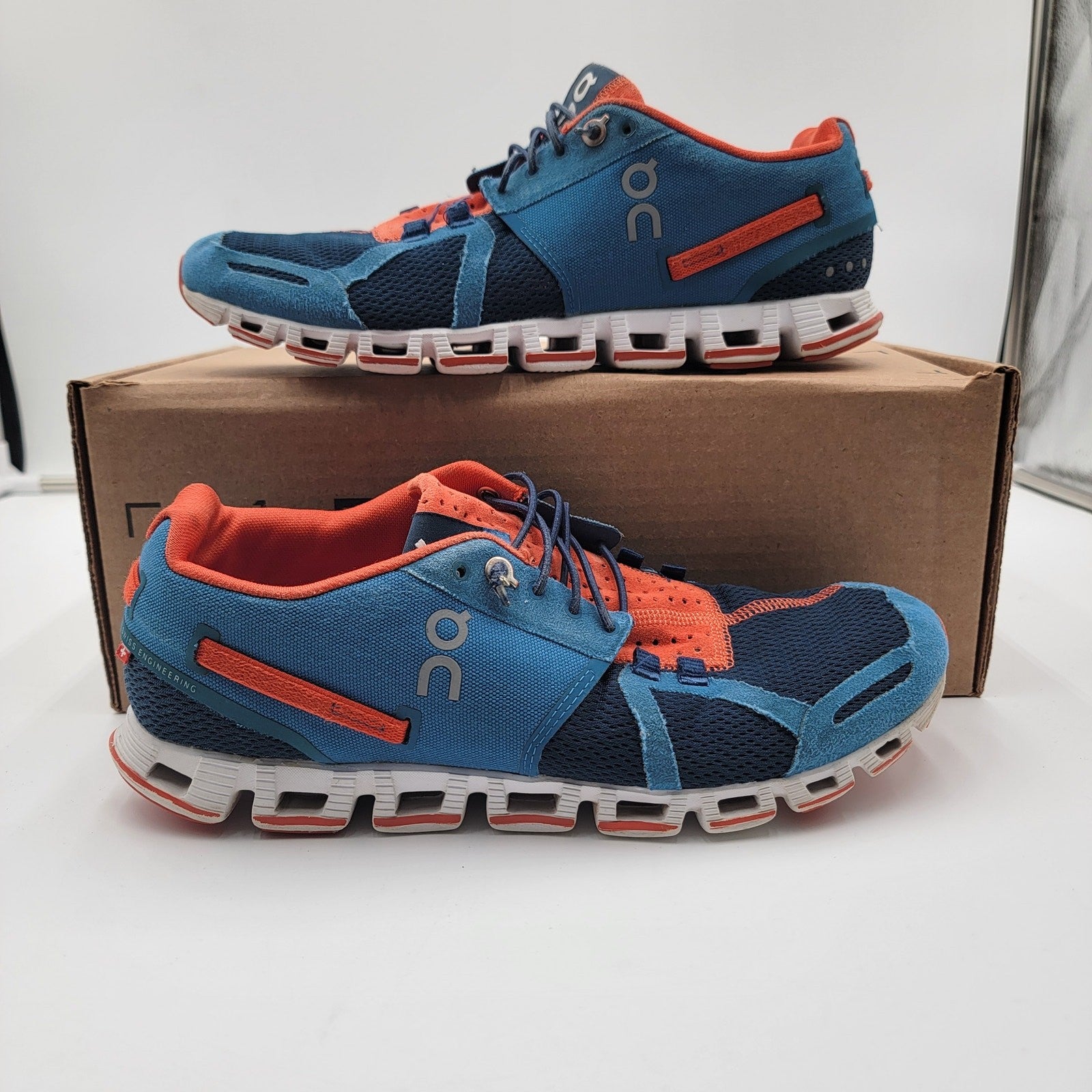 On Running Mens Cloud Pacific/Sunset Sz 8