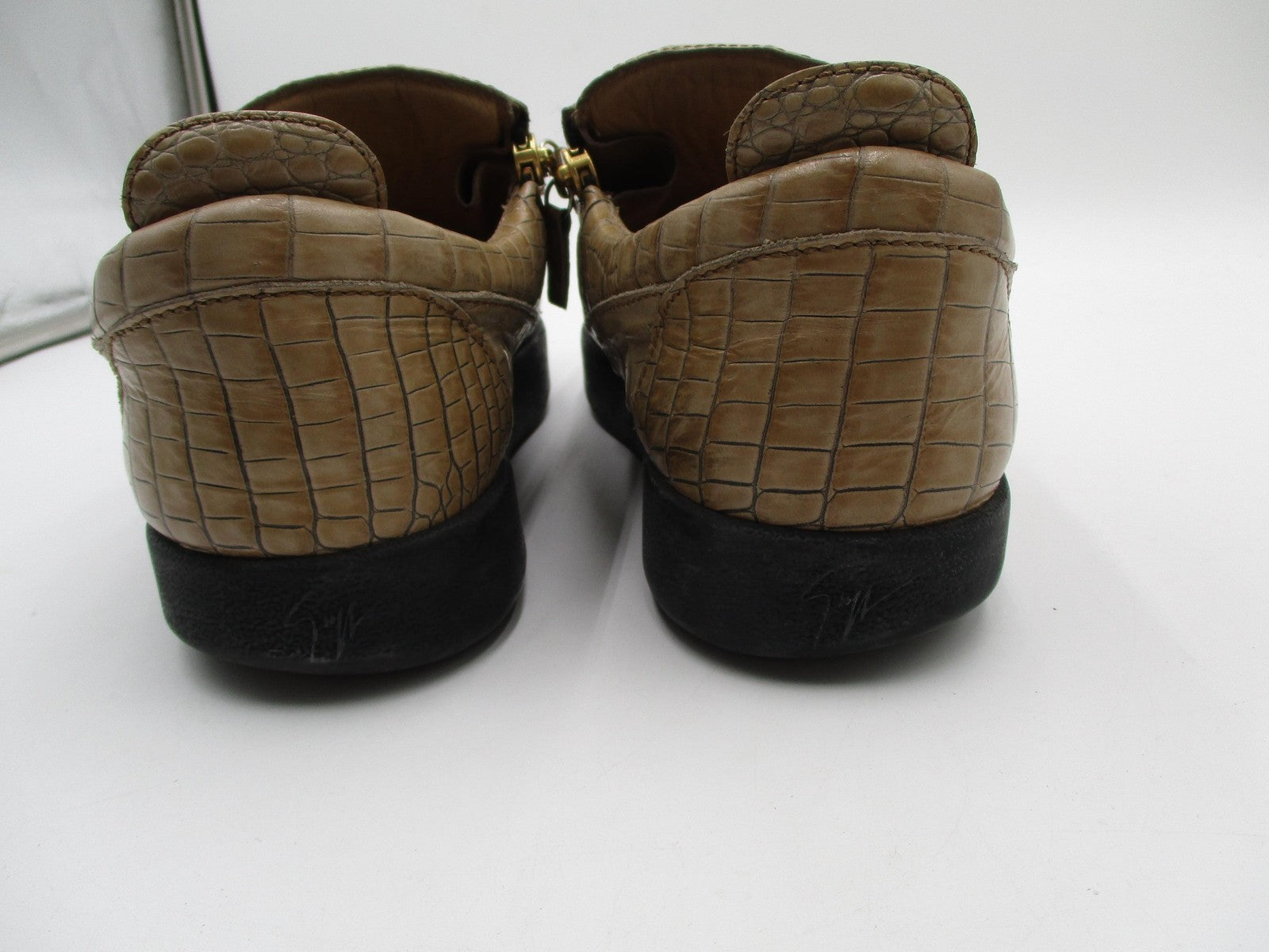 Giuseppe Zanotti Schalfa Shoes Mens Size 13 Beige Croc Zip Leather Sneakers8