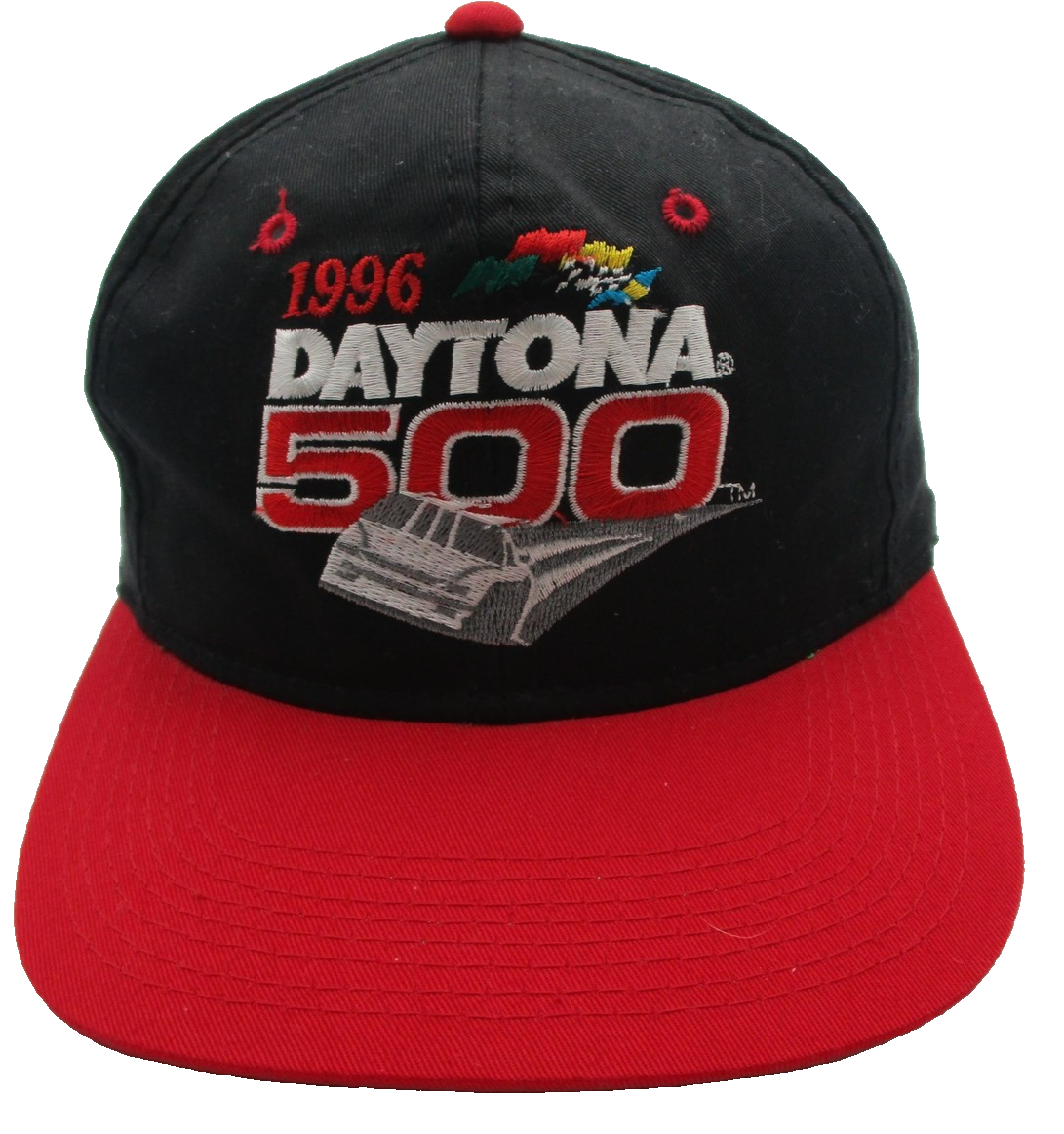 Vintage Daytona 500 Hat Cap Snap Back Mens One Size Black Red NASCAR Racing 90s0