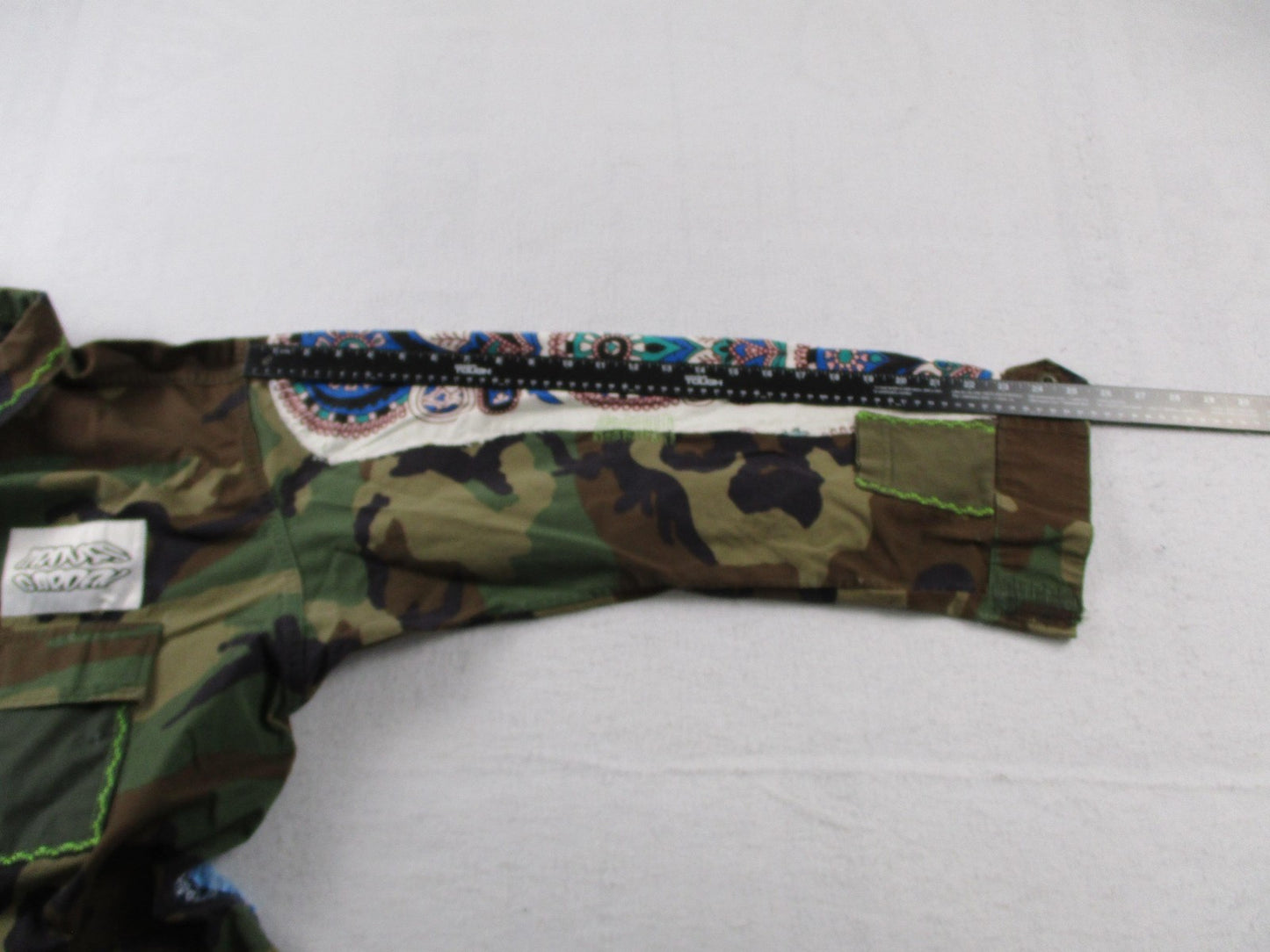 Aboves Garden Custom Jacket Mens XLT Green Camo Military Skull Dragon Patchwork16