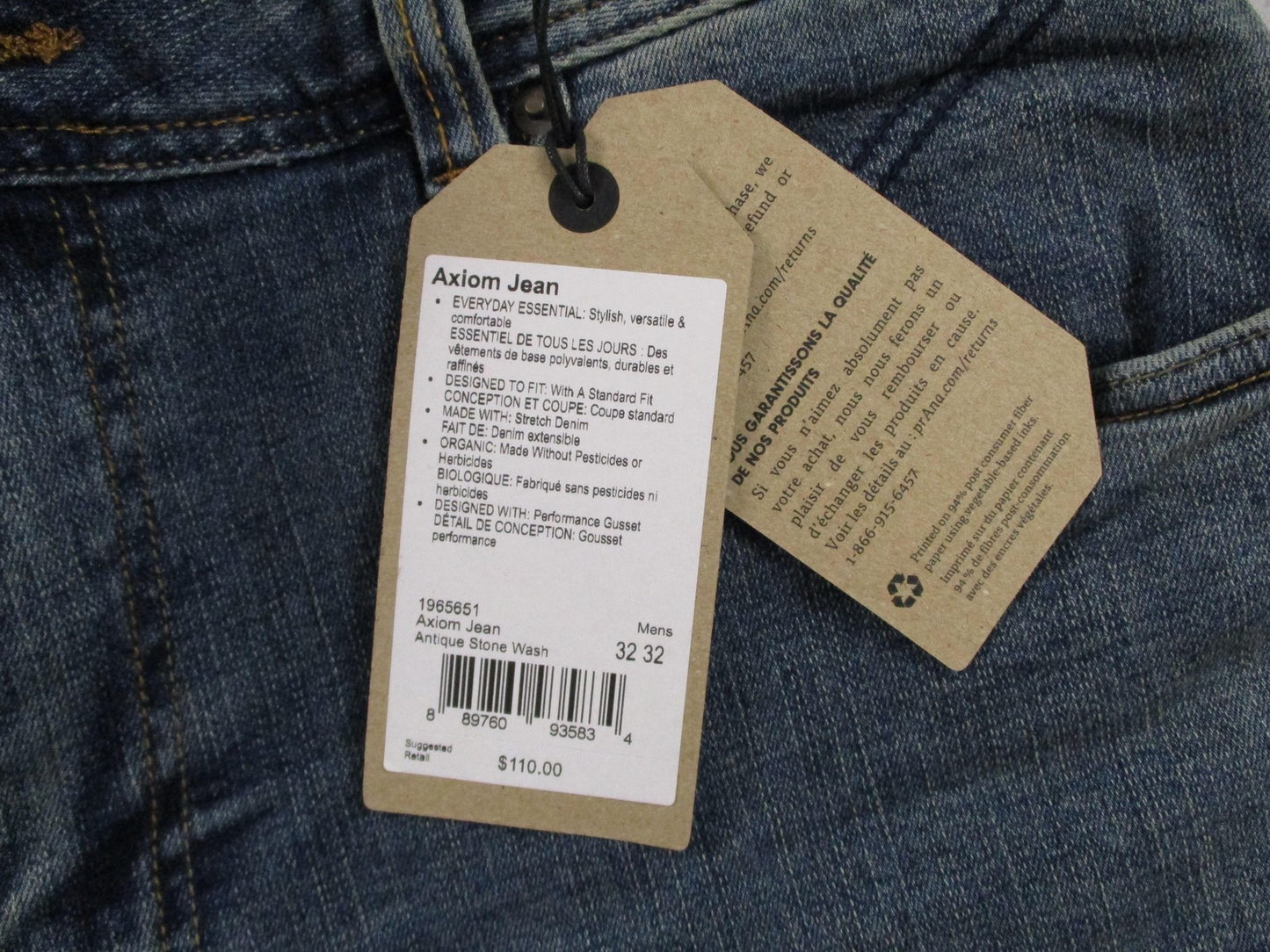 PrAna Axiom Jeans Mens 32x32 Blue Antique Stone Wash Straight Stretch Denim4