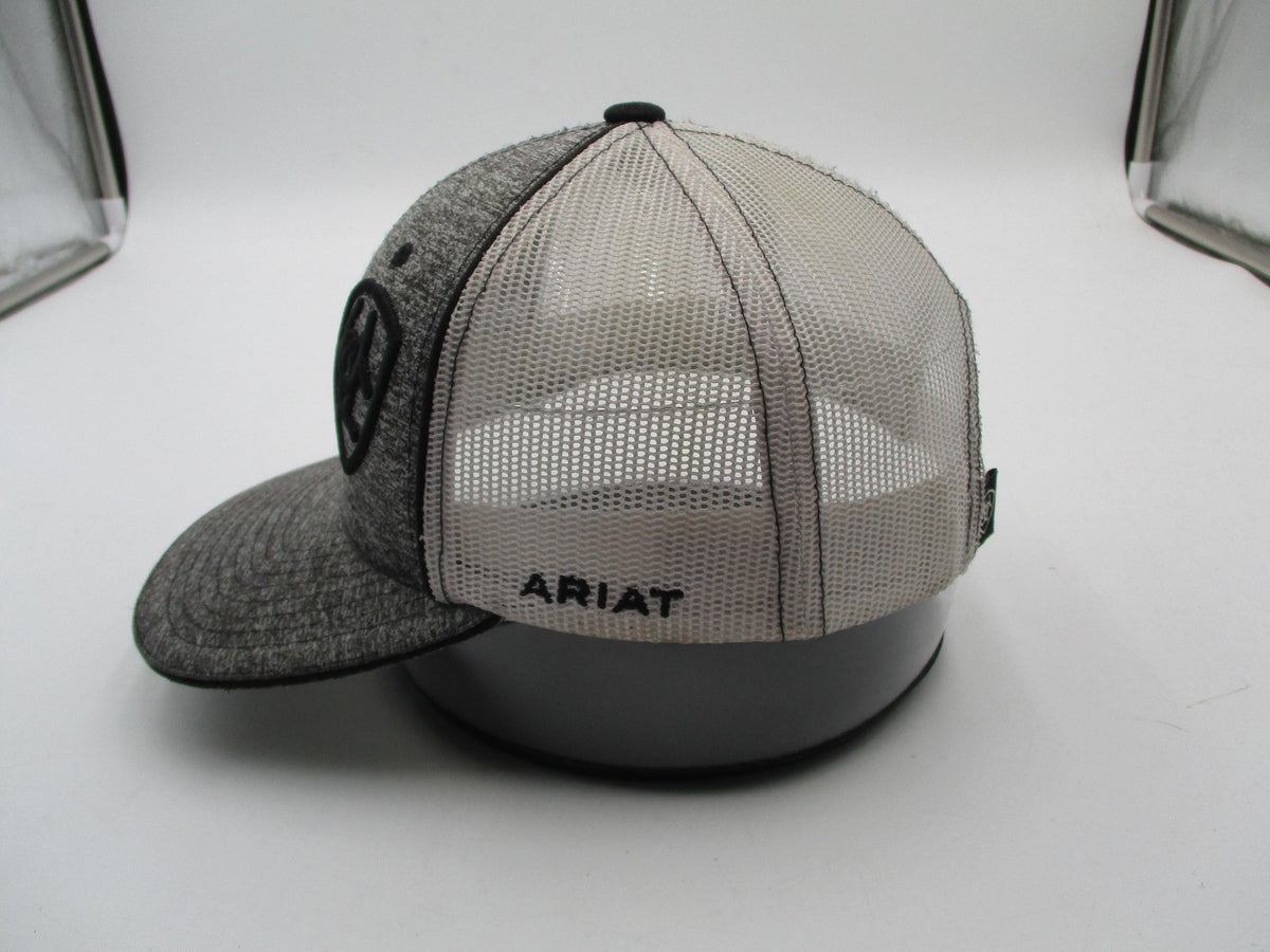 Ariat Hat Cap Snap Back Mens One Size Gray White Trucker Mesh Embroidered5