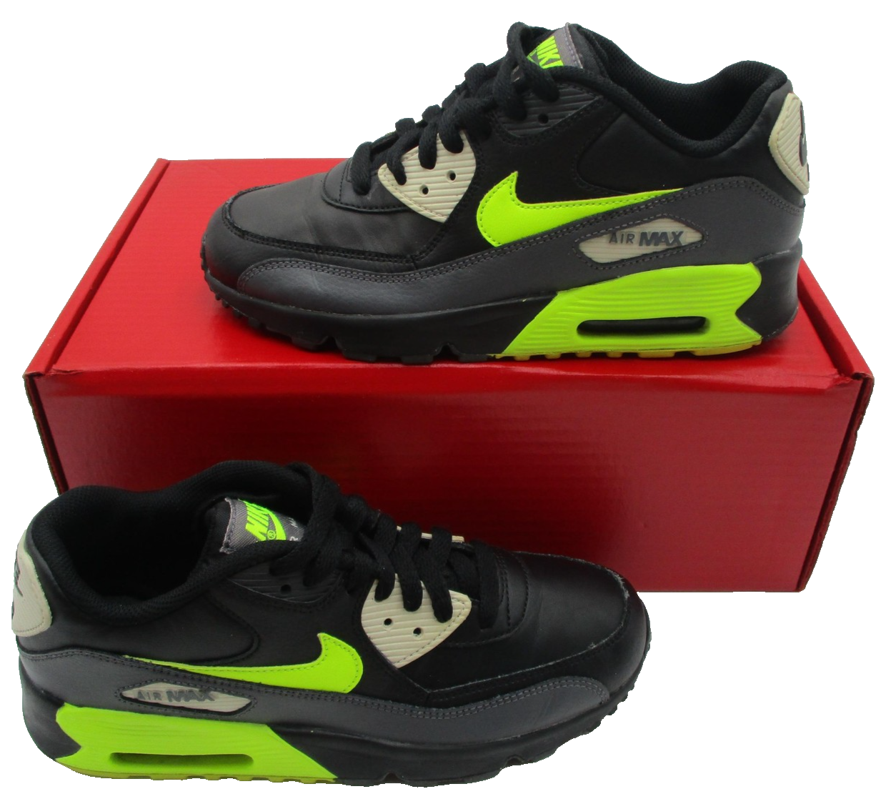 Nike Air Max 90 Shoes Youth Size 5.5Y Black Volt Running Sneakers 833412-023 1T82