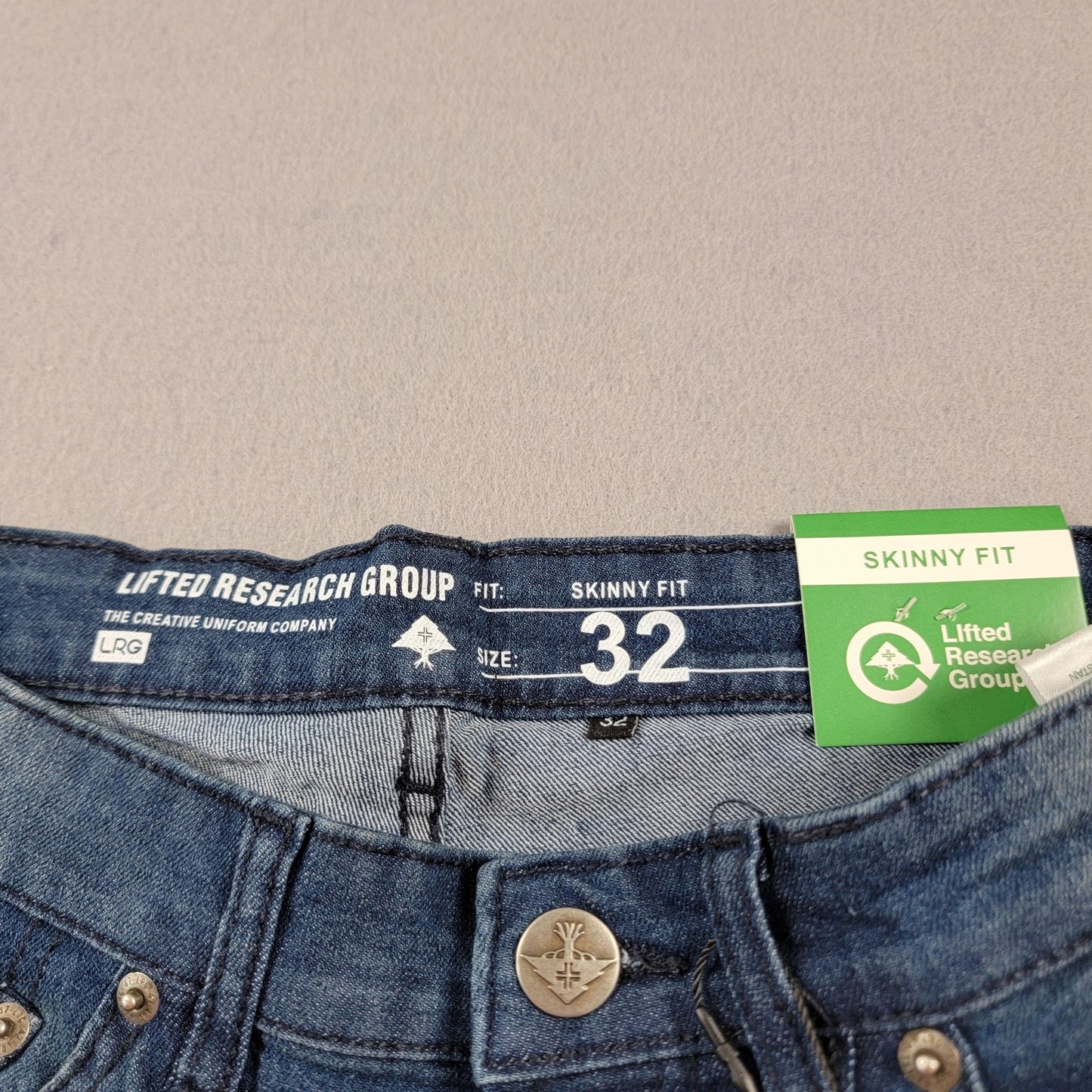 LRG Jeans Mens 32 Blue Skinny Fit Biker Stretch Denim Lifted Research Group (9113