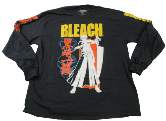 Bleach Ichigo Kurosaki Shirt Mens XL Black Long Sleeve Anime Graphic Tee 15330
