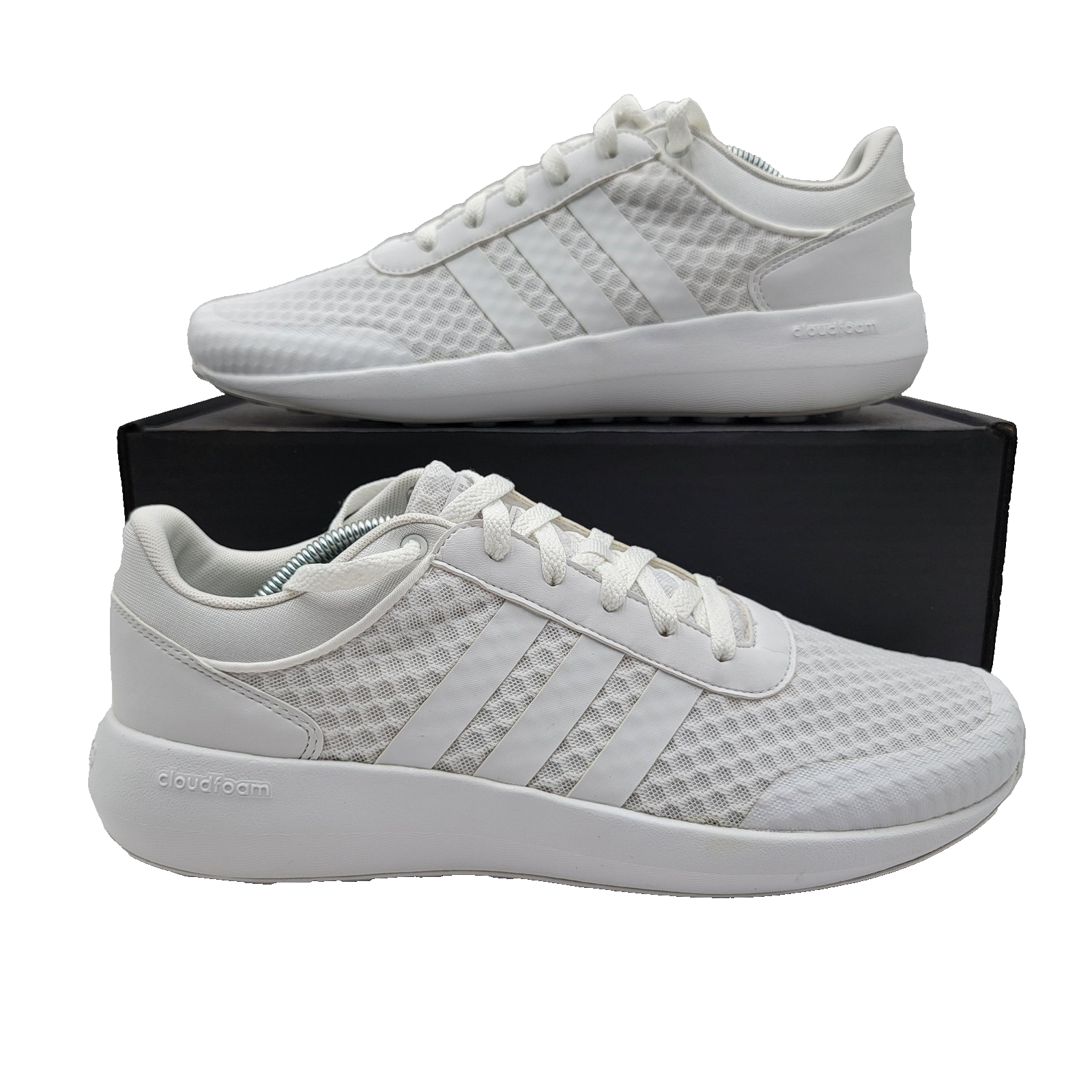 Adidas Cloudfoam Race Shoes Mens Size 10.5 White Mesh Running Sneakers B747280
