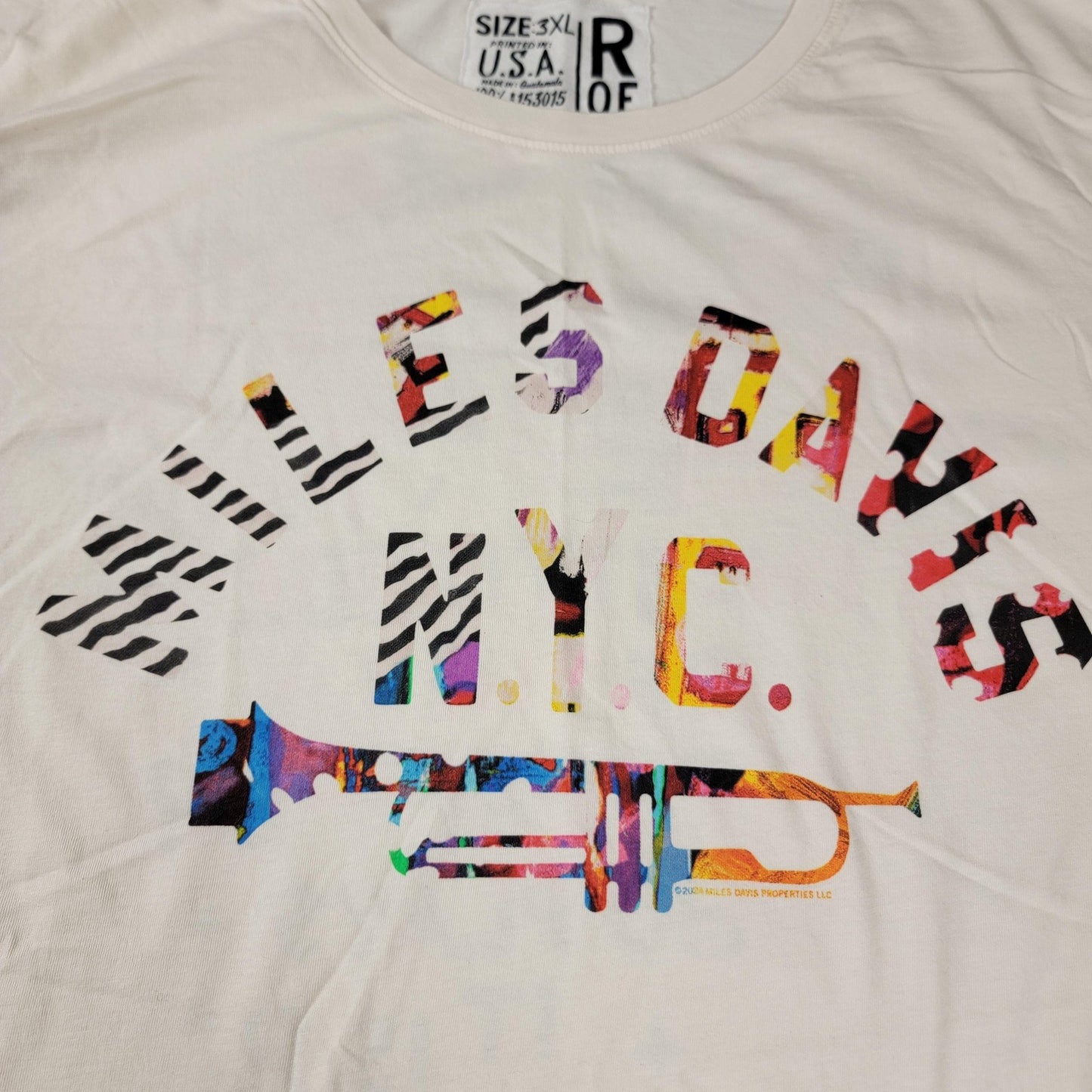 Roots of Fight Miles Davis Shirt Mens 3XL White NYC Jazz Graphic Tee Cotton 10754