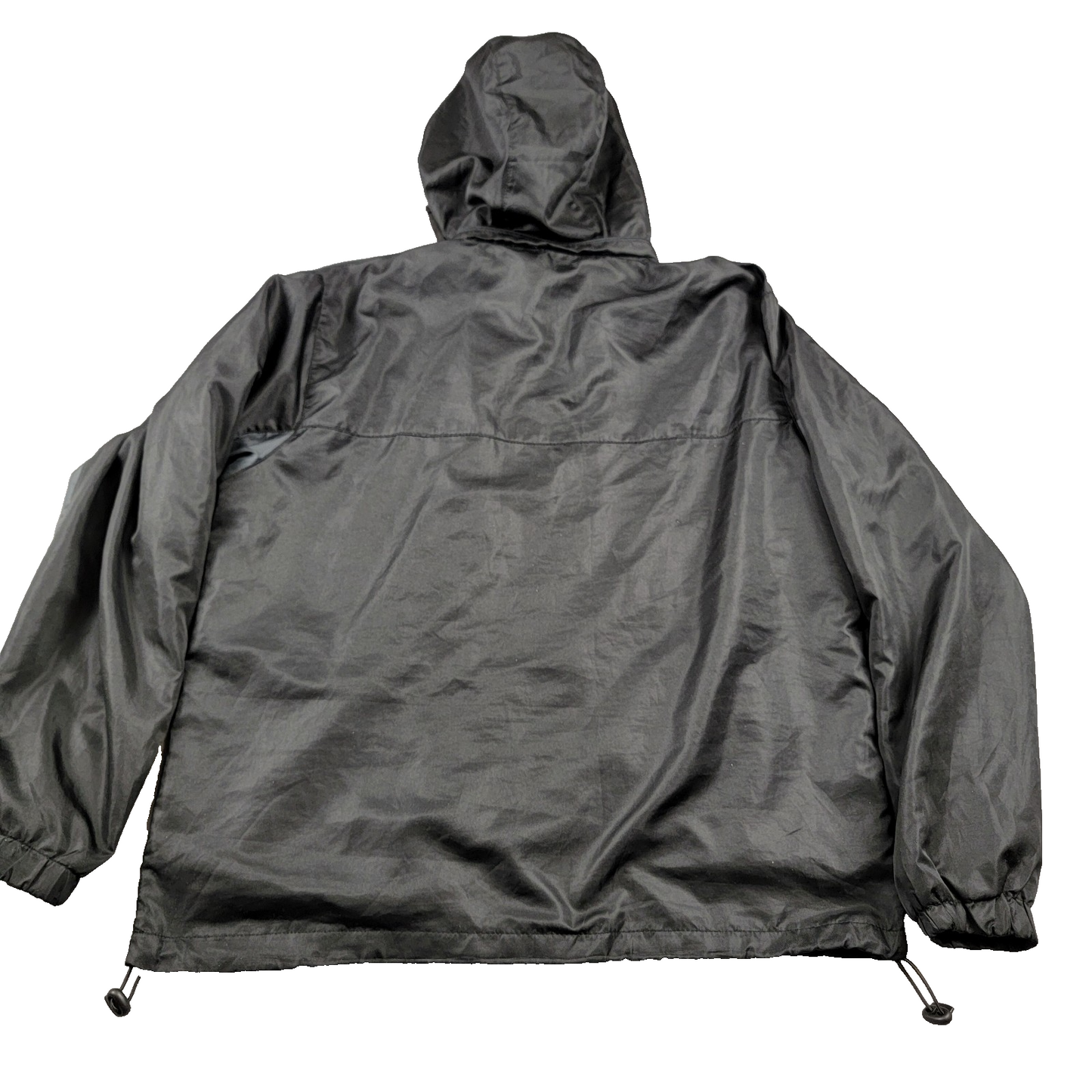 Starter Black Hooded Windbreaker Jacket Men’s Large Preowned Zip Front