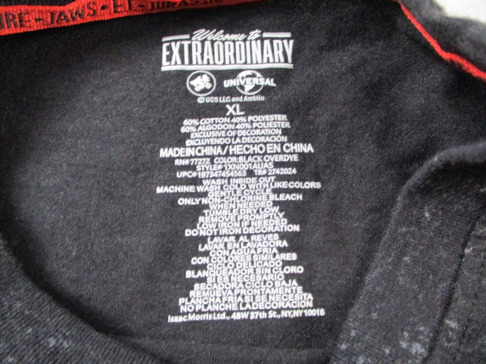 Universal Jaws ET Jurassic Park Back to Future Holographic Tee Mens XL Used 15642