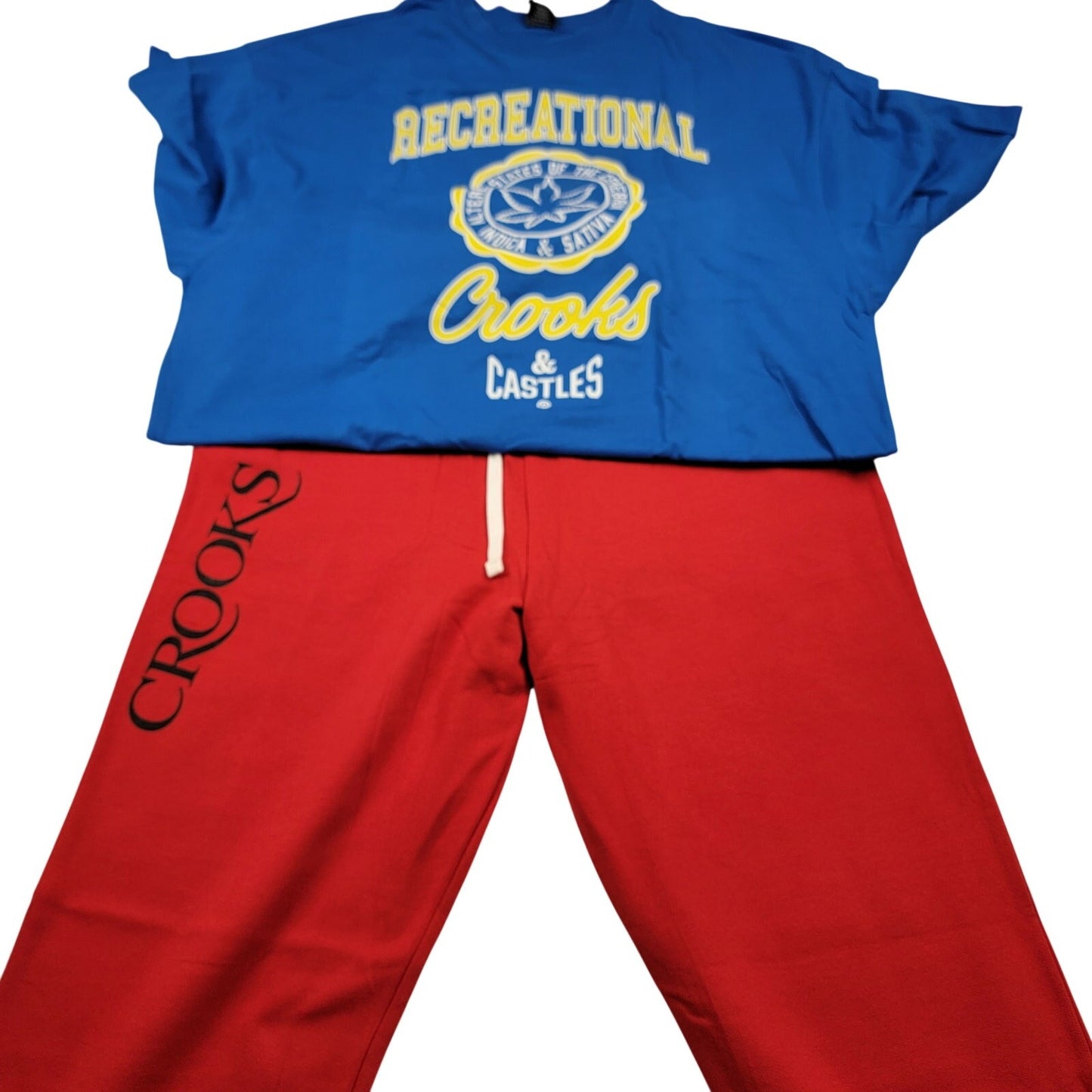 Crooks & Castles Recreational Tee + Sweatpants Set 3XL NWT Blue/Red 7260