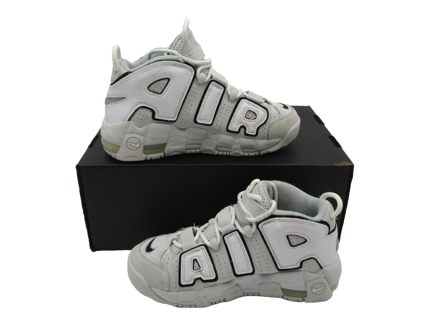 Nike Air More Uptempo Shoes Youth Size 4Y GS Photon Dust Black FD0022-001 (1E4)3