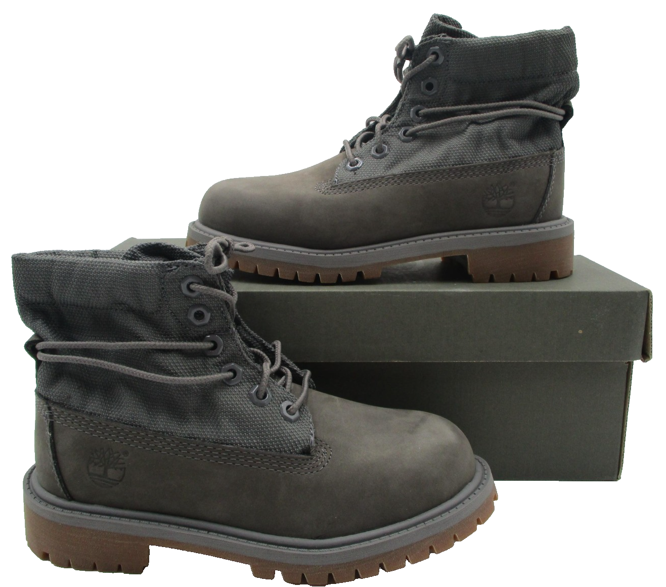 Timberland Boots Girls Size 13.5 Roll Top Grey Mono Combat Youth TB0A16C72