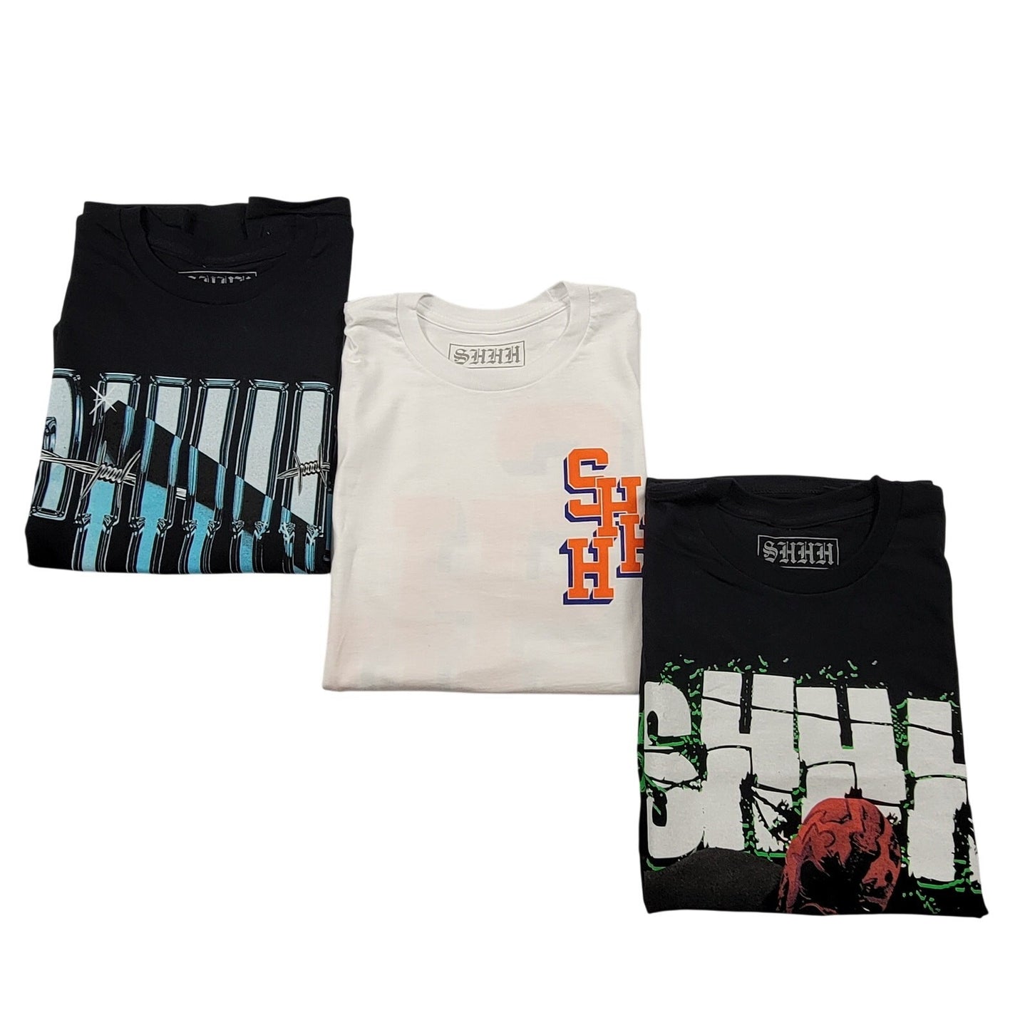 SHHH Bobby Shmurda 3 Pack Graphic Tees Size S New Made USA Barbed Wire 7350