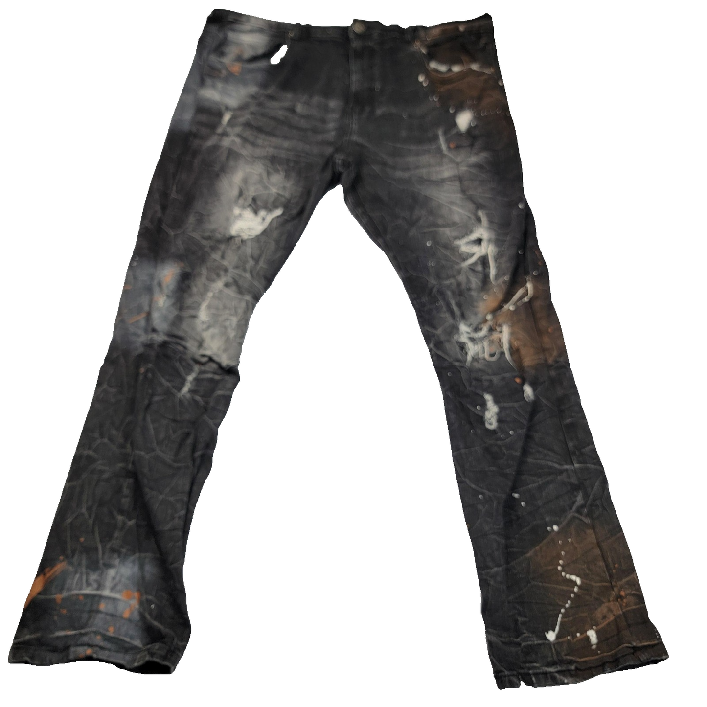 Another Hype Piece Jeans Mens 44x33 Black Paint Splatter Distressed Stretch 12030