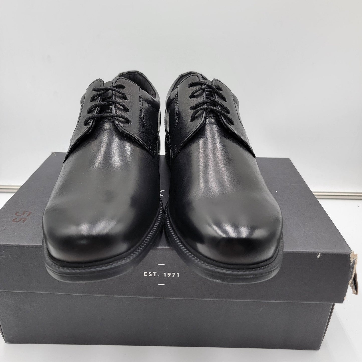 Rockport Charlesroad Plaintoe Shoes Mens Size 7.5W Black Leather Comfort2