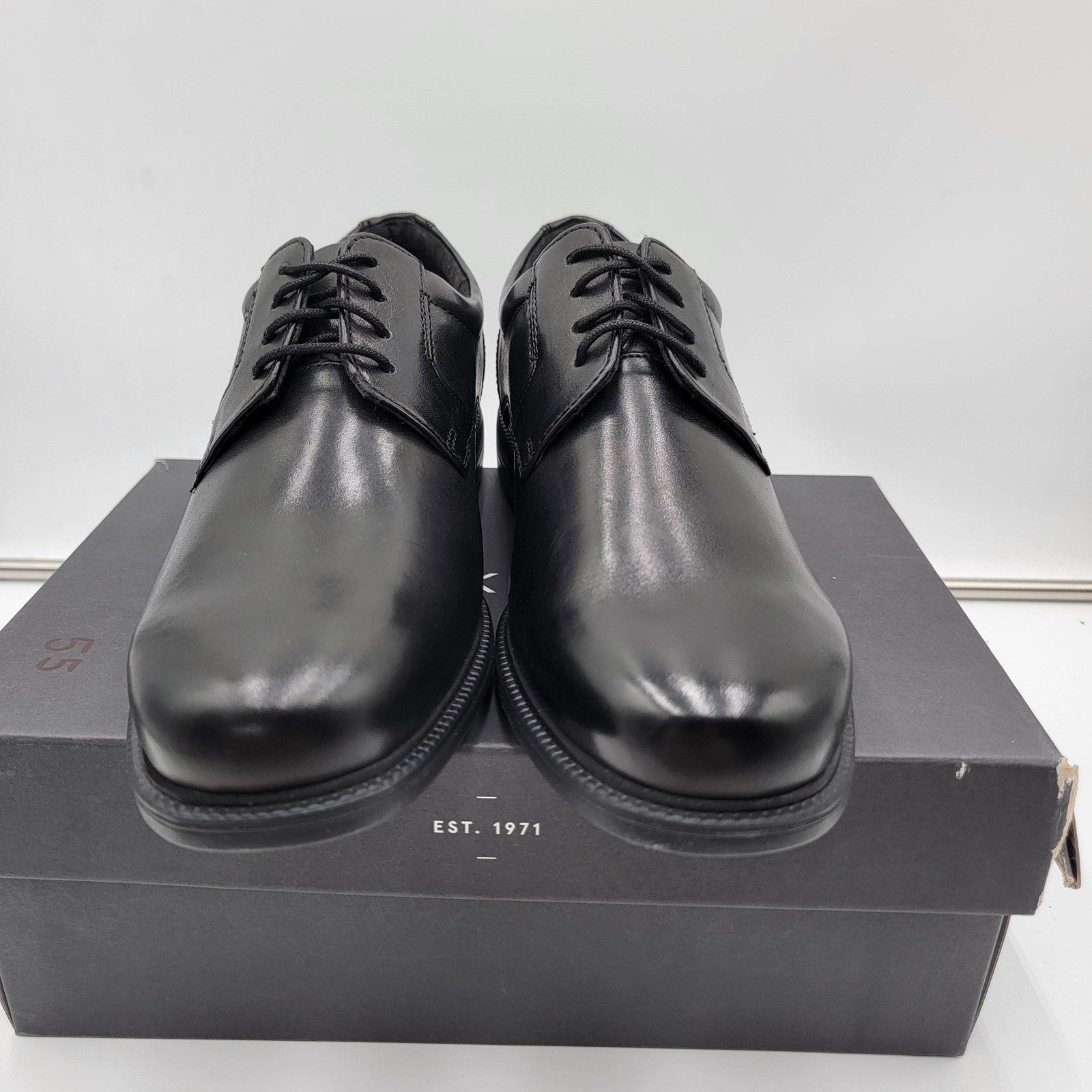Rockport Charlesroad Plaintoe Shoes Mens Size 7.5W Black Leather Comfort2
