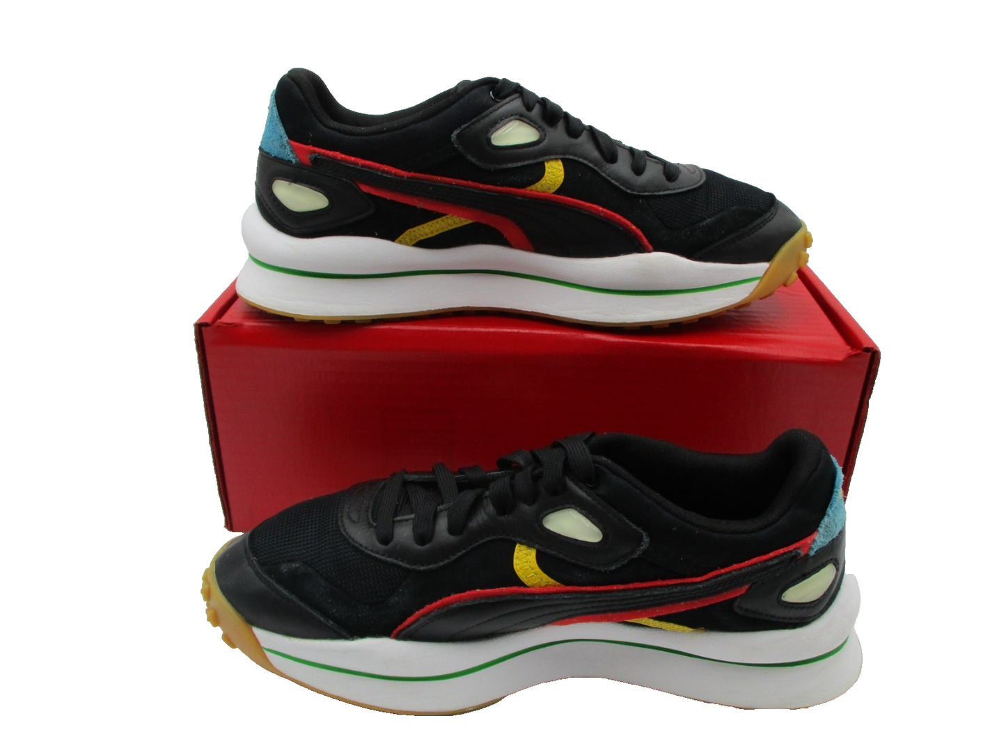 Puma Mirage Sport Retro Sneakers Black Red Yellow Men’s Size 9 37582002 (1B9)1