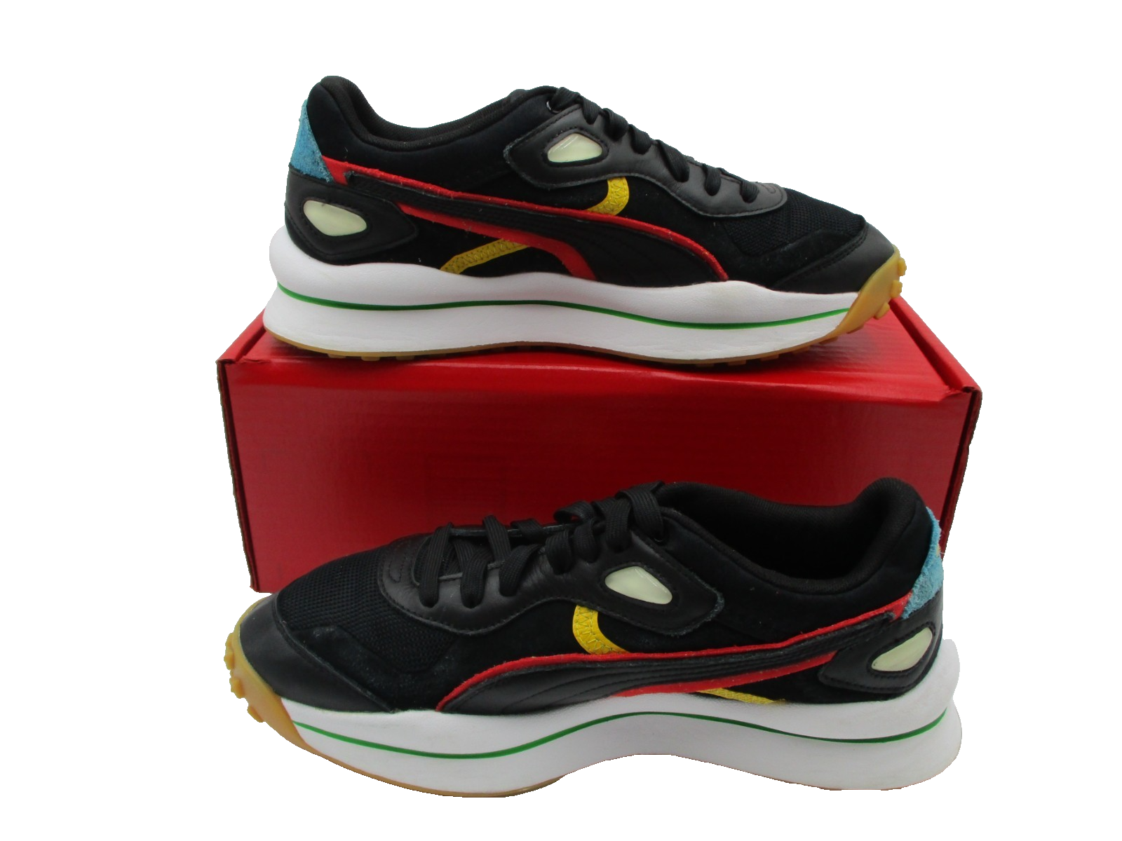 Puma Mirage Sport Retro Sneakers Black Red Yellow Men’s Size 9 37582002 (1B9)1