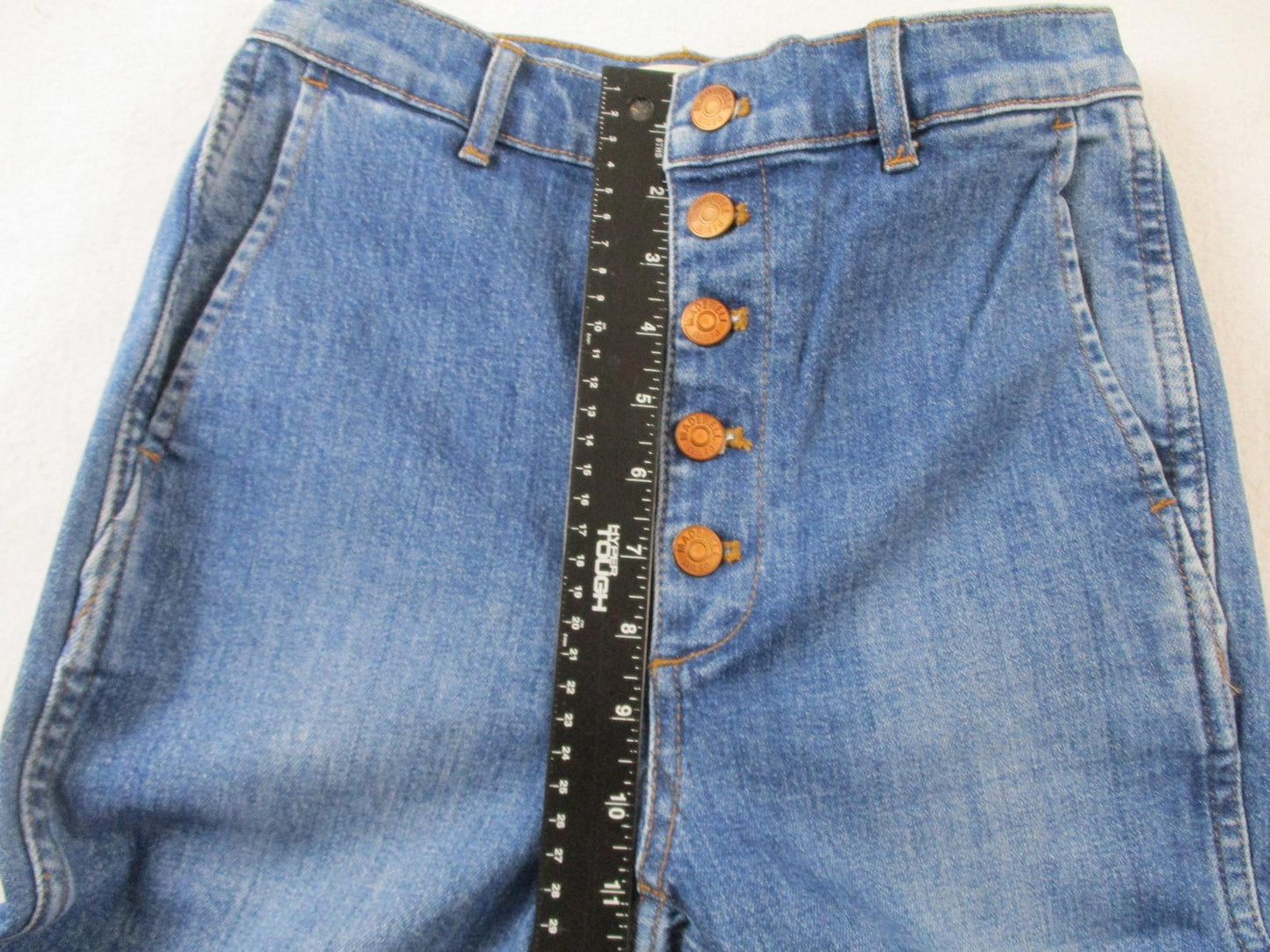 Madewell Jeans Womens 24 Blue High Rise Straight Button Fly Stretch Denim 145713