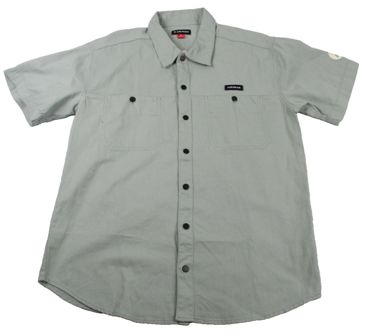 Airwalk Shirt Mens Medium Gray Skull Graphic Skateboarding Woven Button Up 13250