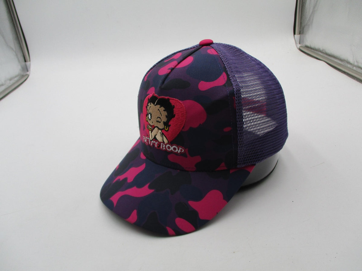 Betty Boop Headgear Classics Hat Cap Snap Back Adjustable Womens Purple Camo4