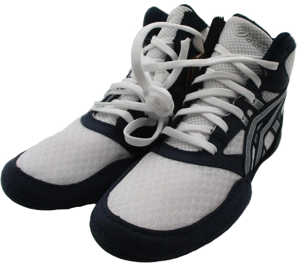 ASICS Snapdown Shoes Youth Size 2.5 White Navy Wrestling Sneakers 1084A0140