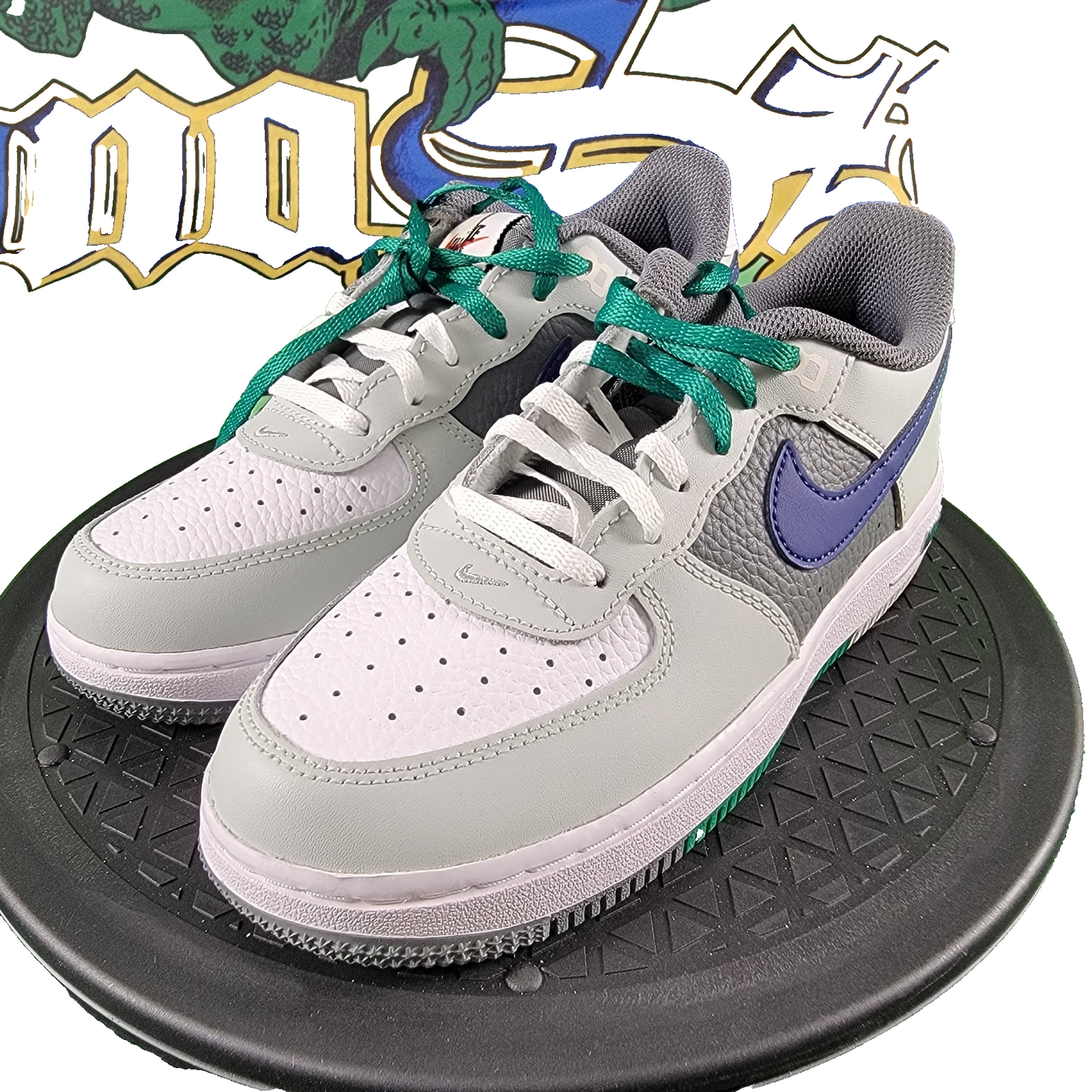 Nike Air Force 1 LV8 PS Light Silver Deep Royal Blue Youth Shoes Size 3Y New0