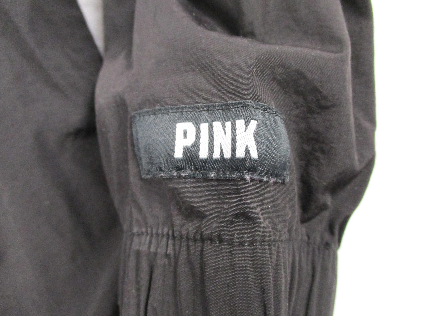 PINK Victoria's Secret Jacket Womens S/M Black Hooded Full Zip Windbreaker 16523