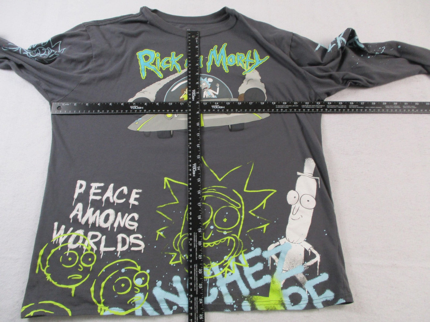 Rick And Morty Shirt Men XL Gray Pickle Rick Peace Among Worlds Graphic Tee 15534