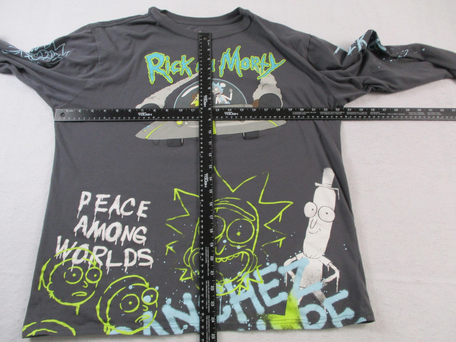 Rick And Morty Shirt Men XL Gray Pickle Rick Peace Among Worlds Graphic Tee 15534