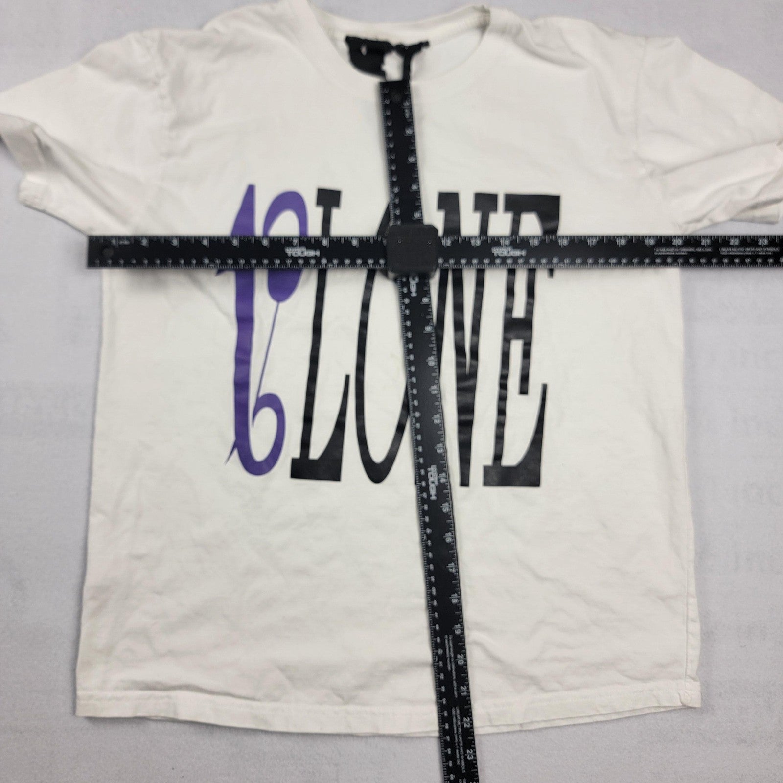 VLONE Palm Angels Shirt Unisex Med White Purple Flame V Graphic Streetwear 9827