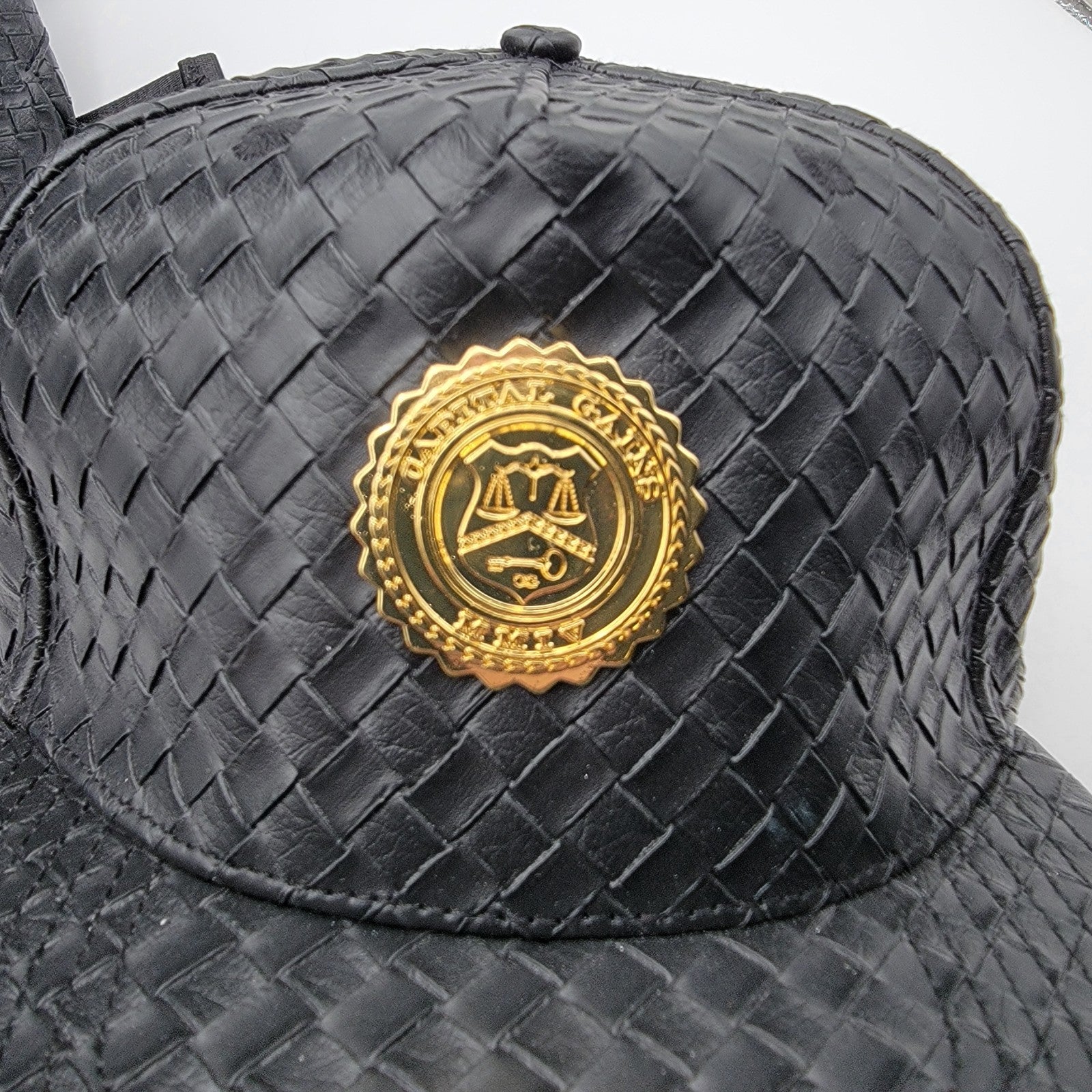 Capital Gains Black Woven Backpack + Strapback Hat Bundle NWT Gold Logo11