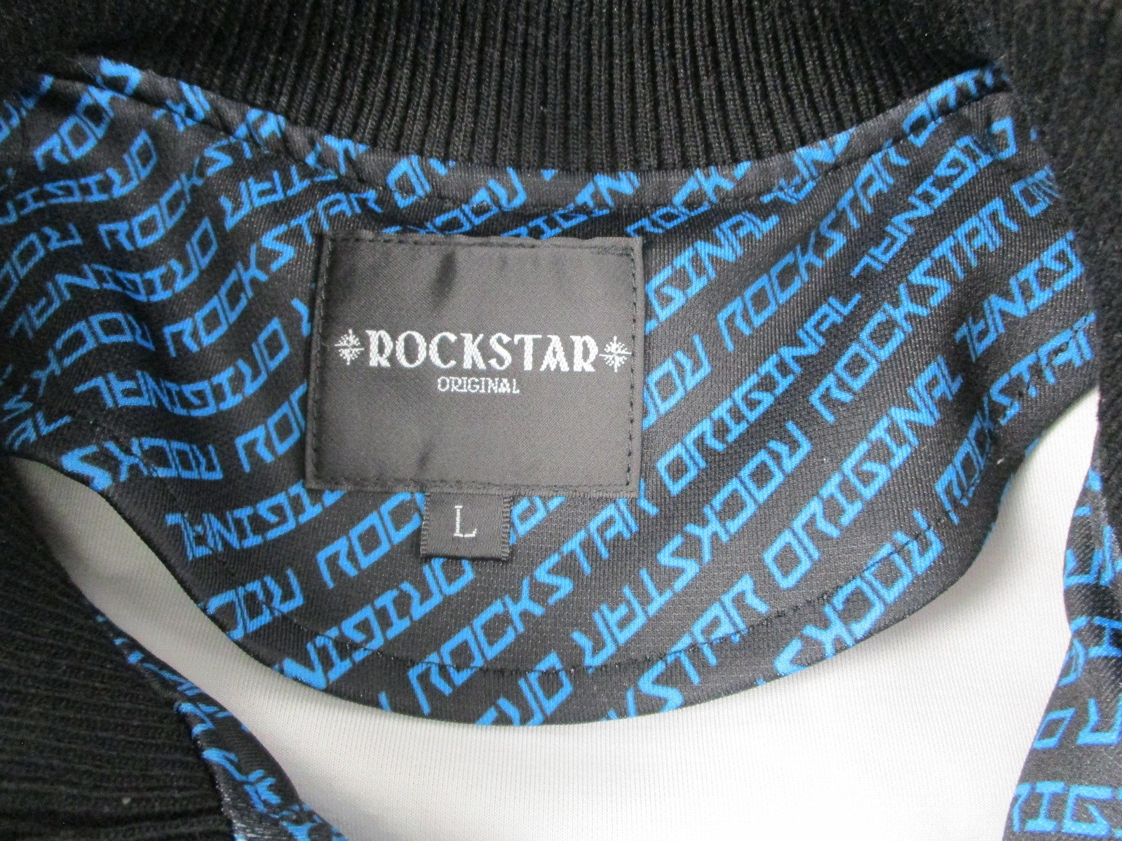 Rockstar Original Tracksuit Set Mens Large Black Blue Logo Track Sweatsuit Zip3