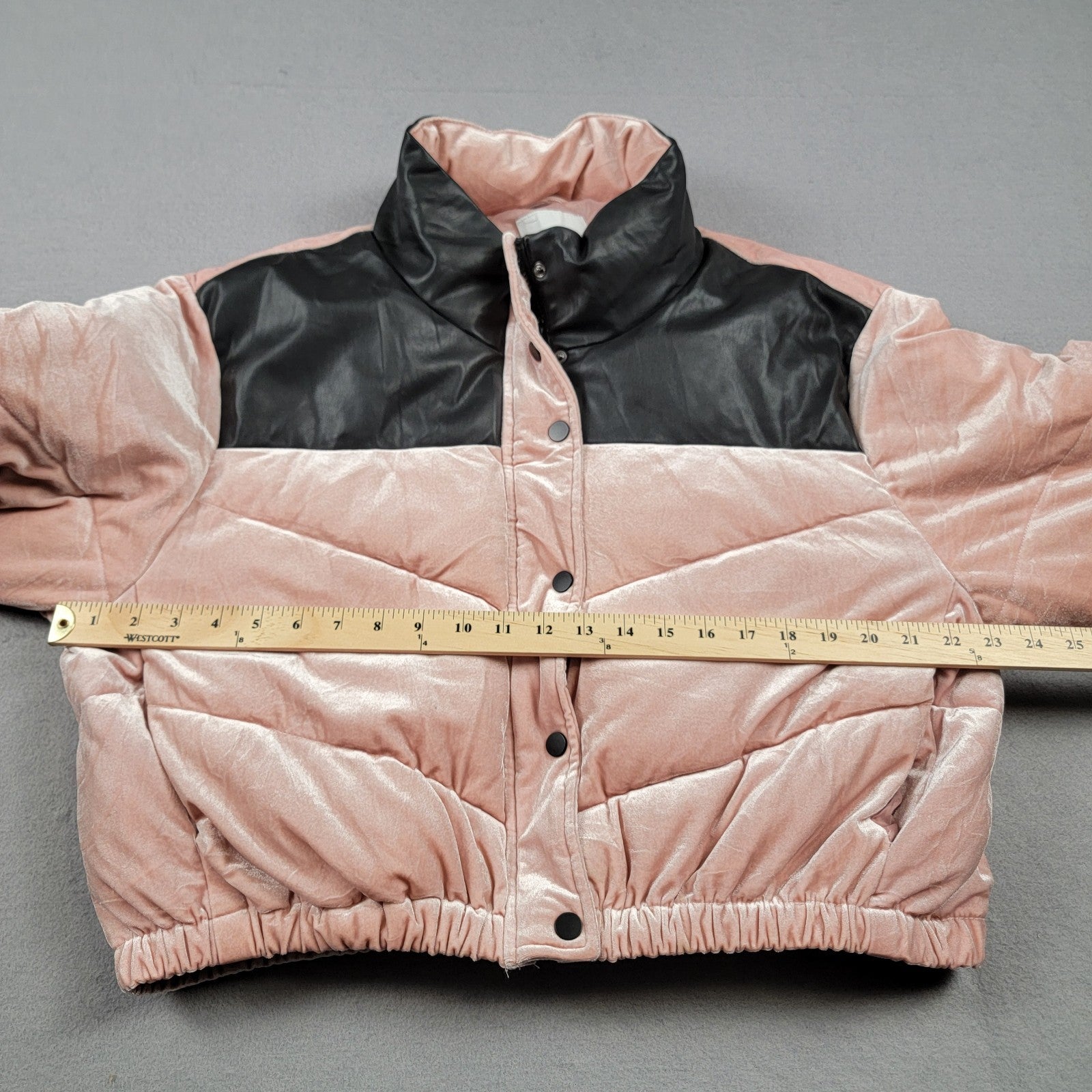 Celebrity Pink XL Pink Velvet Faux Leather Puffer Jacket Women’s