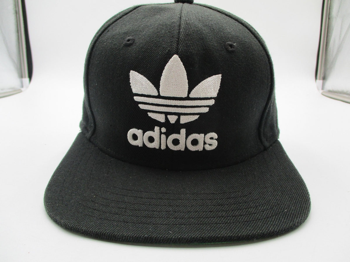 Adidas Hat Cap Snap Back Mens One Size Black Trefoil Logo Green Brim Embroidered0