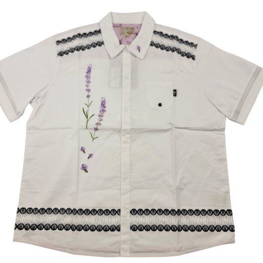 The Hideout Clothing Valensole Lavender SS Button Down Shirt White XL NWT