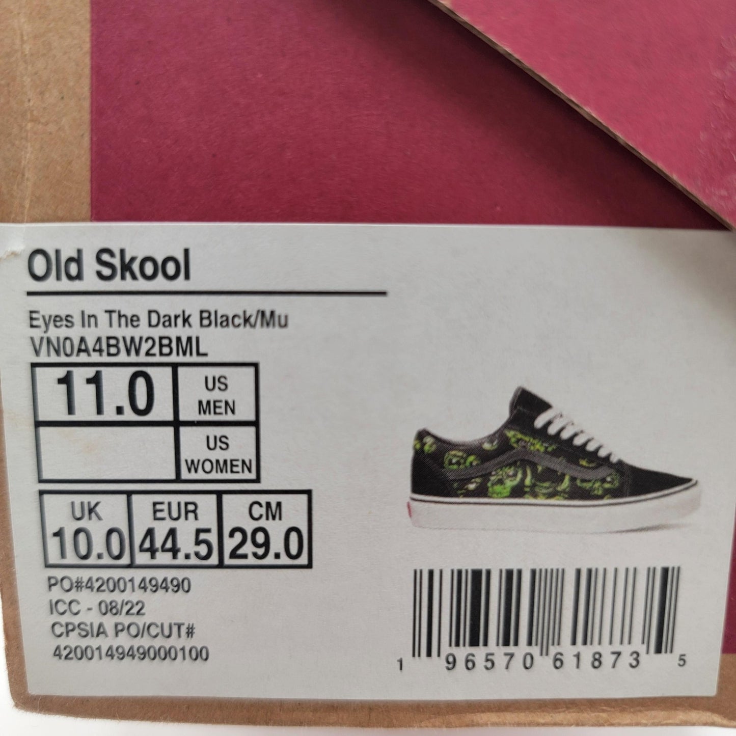 Vans Old Skool Shoes Mens Size 11 Eyes In The Dark Glow In The Dark VN0A4BW2BML7