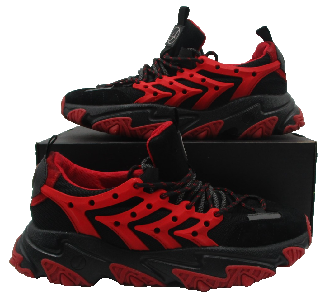 Javi Groove Shoes Mens Size 11 Black Red Chunky Athletic Low Top Sneakers0