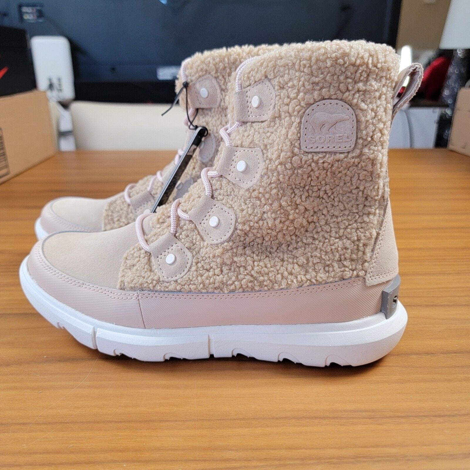 SOREL Explorer II Joan Cozy Boots Size 8.5 Nova Sand Beige NL4455260 Winter2